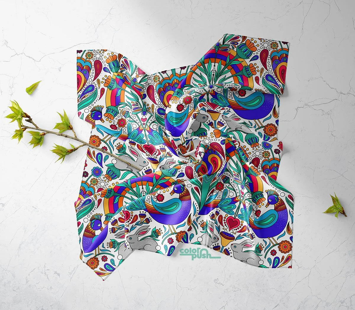 Distelfink Daydream mockup on satin