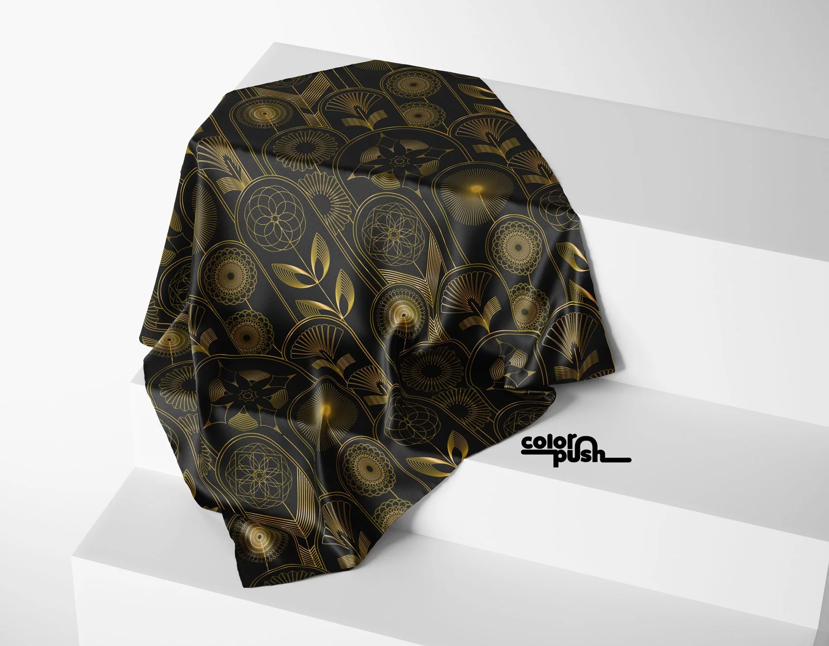 Art Deco Flower Cloches on silk by colorpush - available in different colors in my Spoonflower shop!