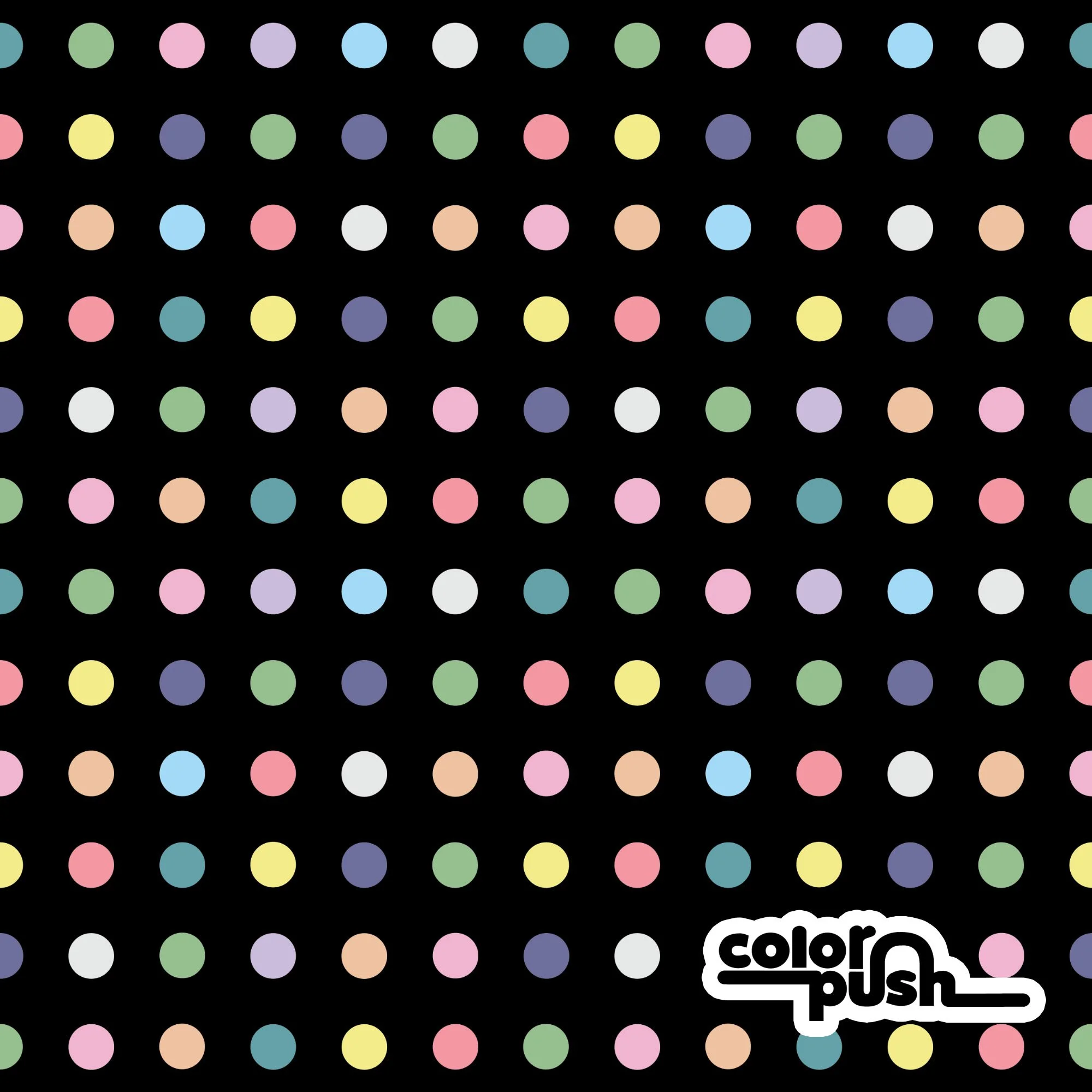 Dollhouse Large Scale Polka Dots on Black - Colorful Pastel Simple Circles Fabric