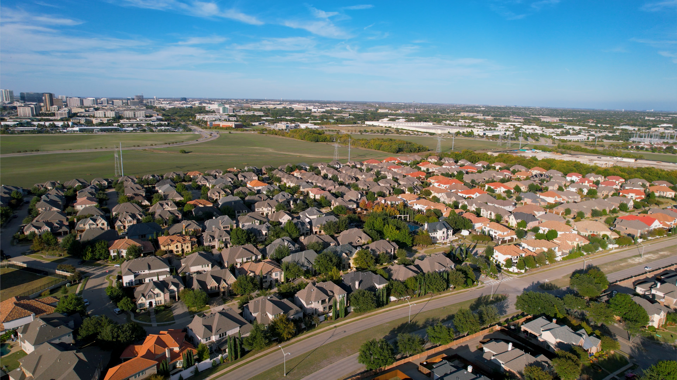 West Plano neighborhood aerial view