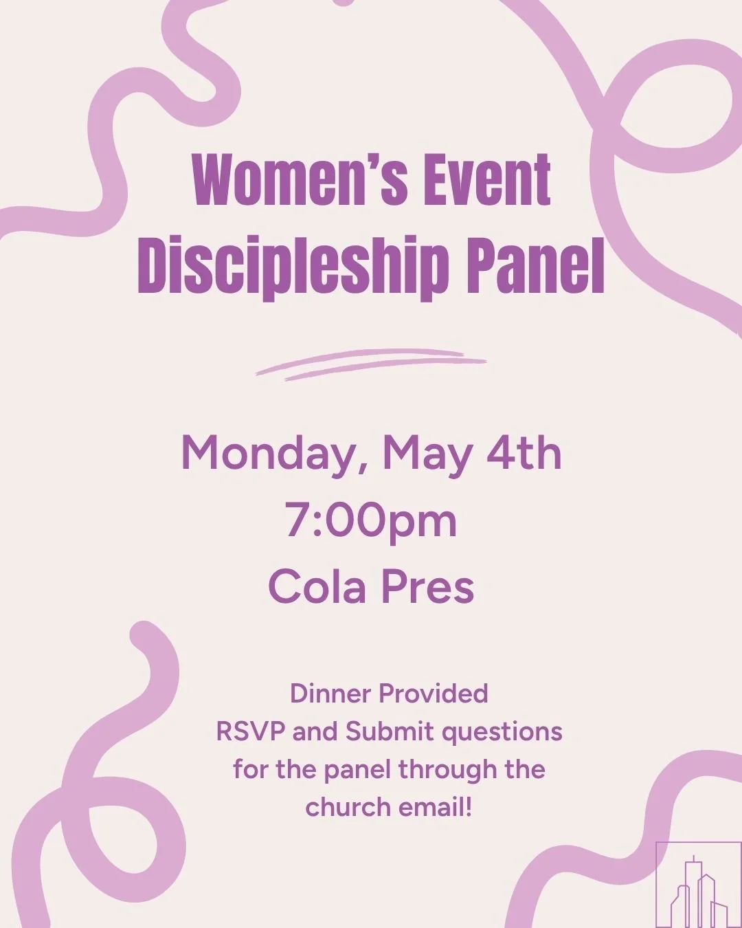 Our women's team will be hosting a discussion panel on Discipleship! Submit questions through the link the church email and RSVP for dinner as well. We look forward to fellowshipping together.