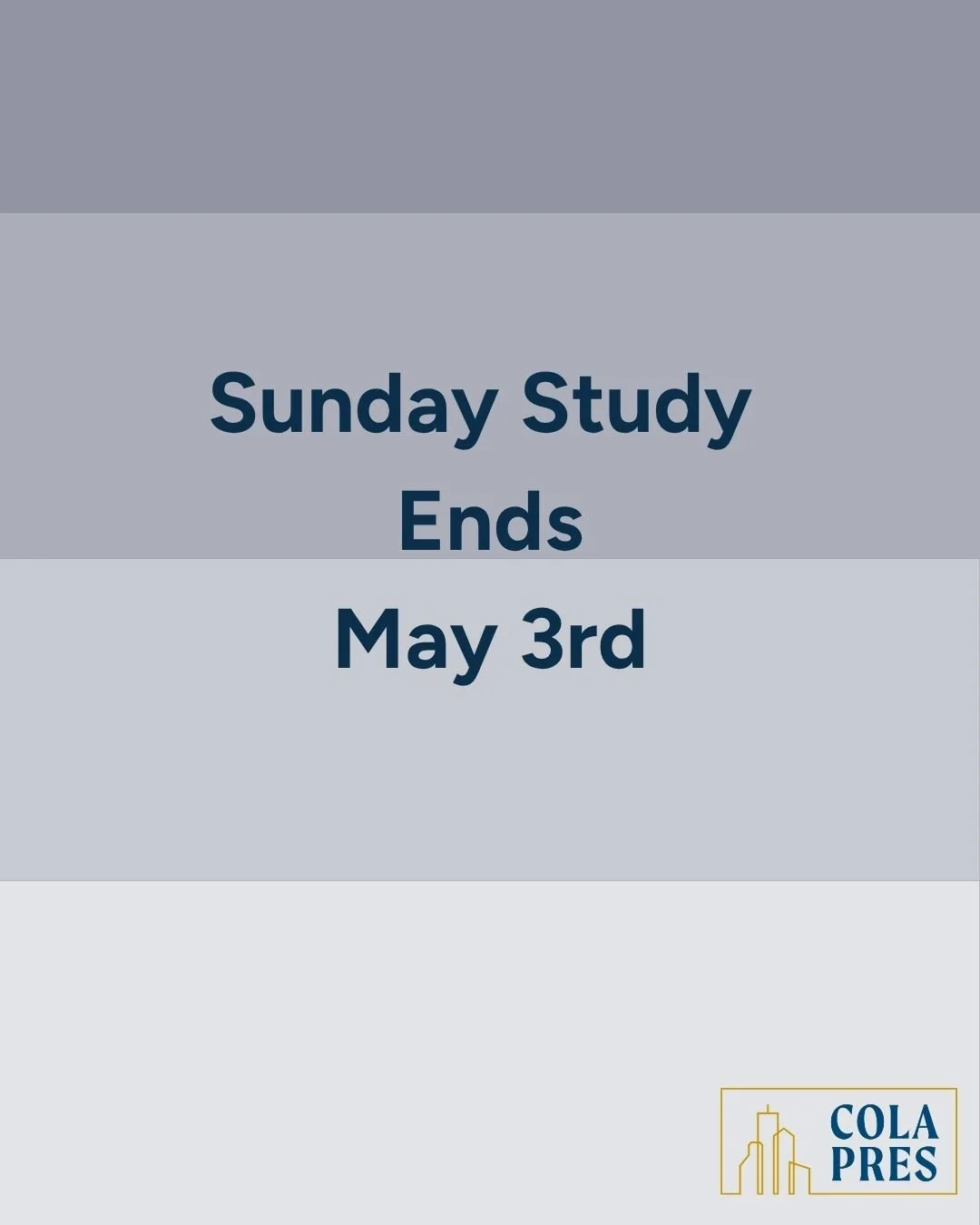 Join us for the last Sunday Study of the Semester!