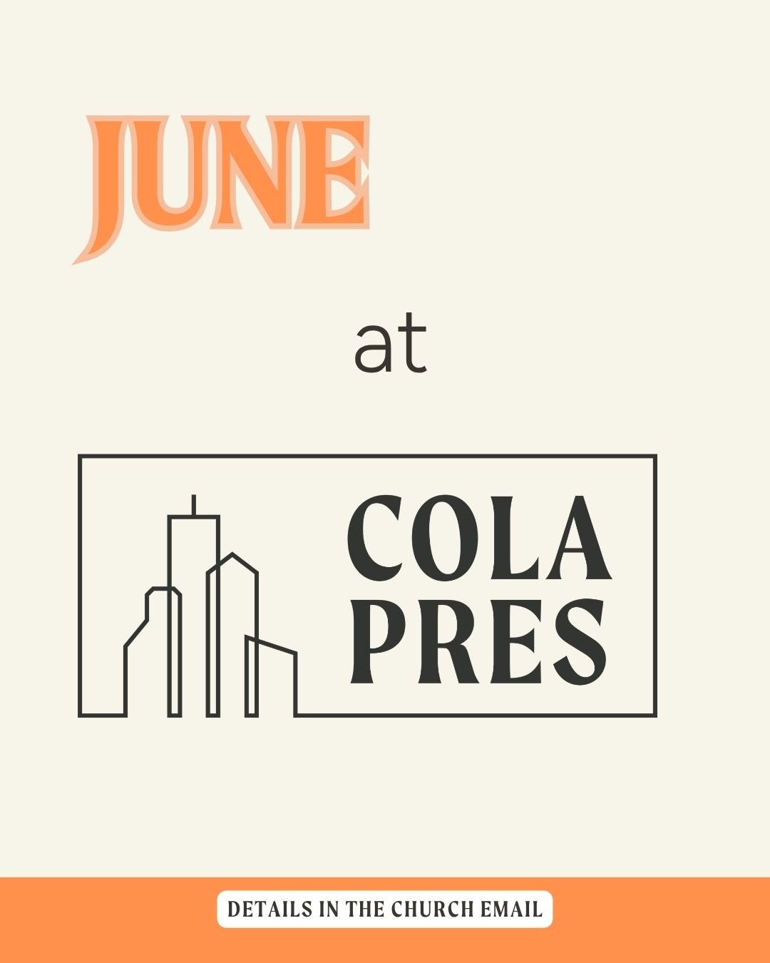 June is under way! Sign ups for events will be through the church email.