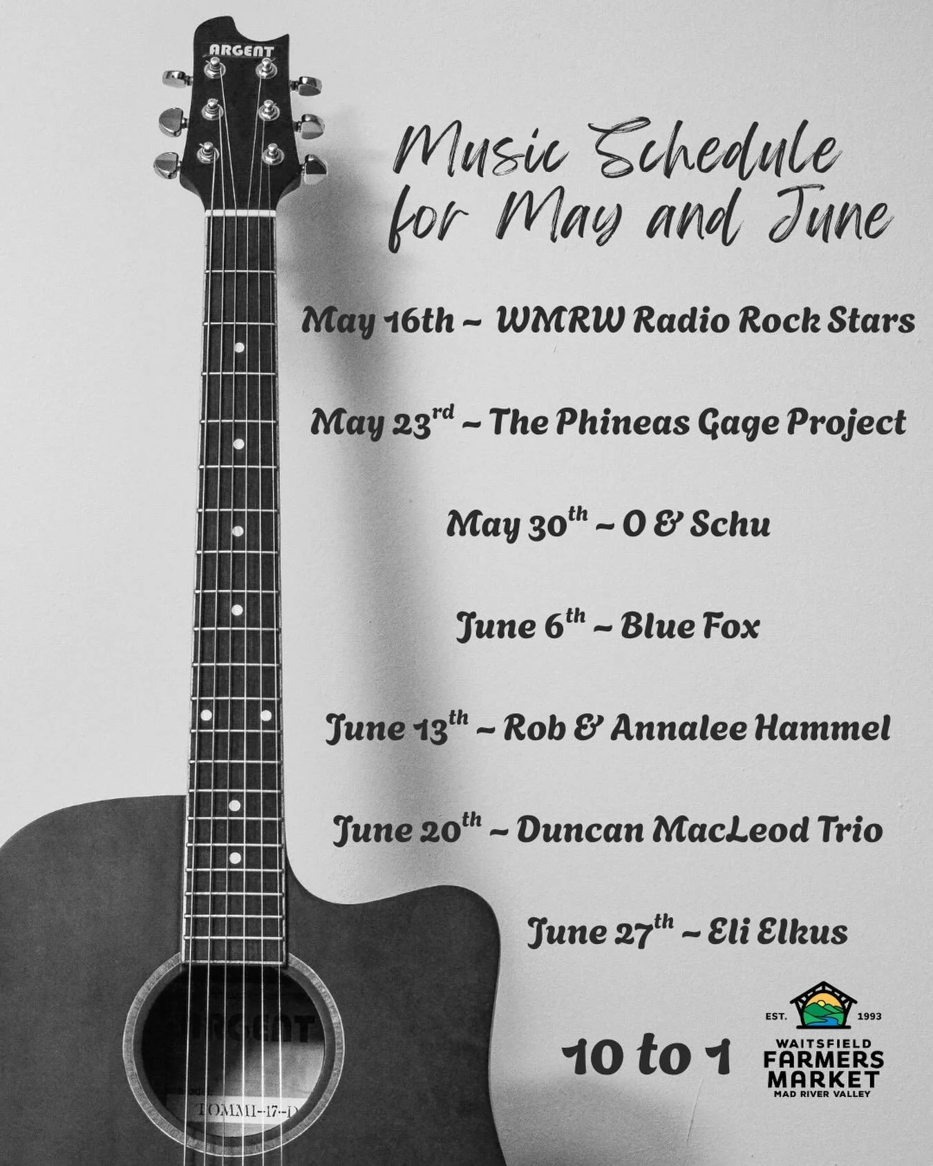 Come out and support your local DJs and Radio Station 94.5 FM in Warren at the @waitsfieldfarmersmarket this Saturday from 9 to 1. We have a great line up for May and June this season. Live music, delicious food, homemade beverages, eggs, bread, chee