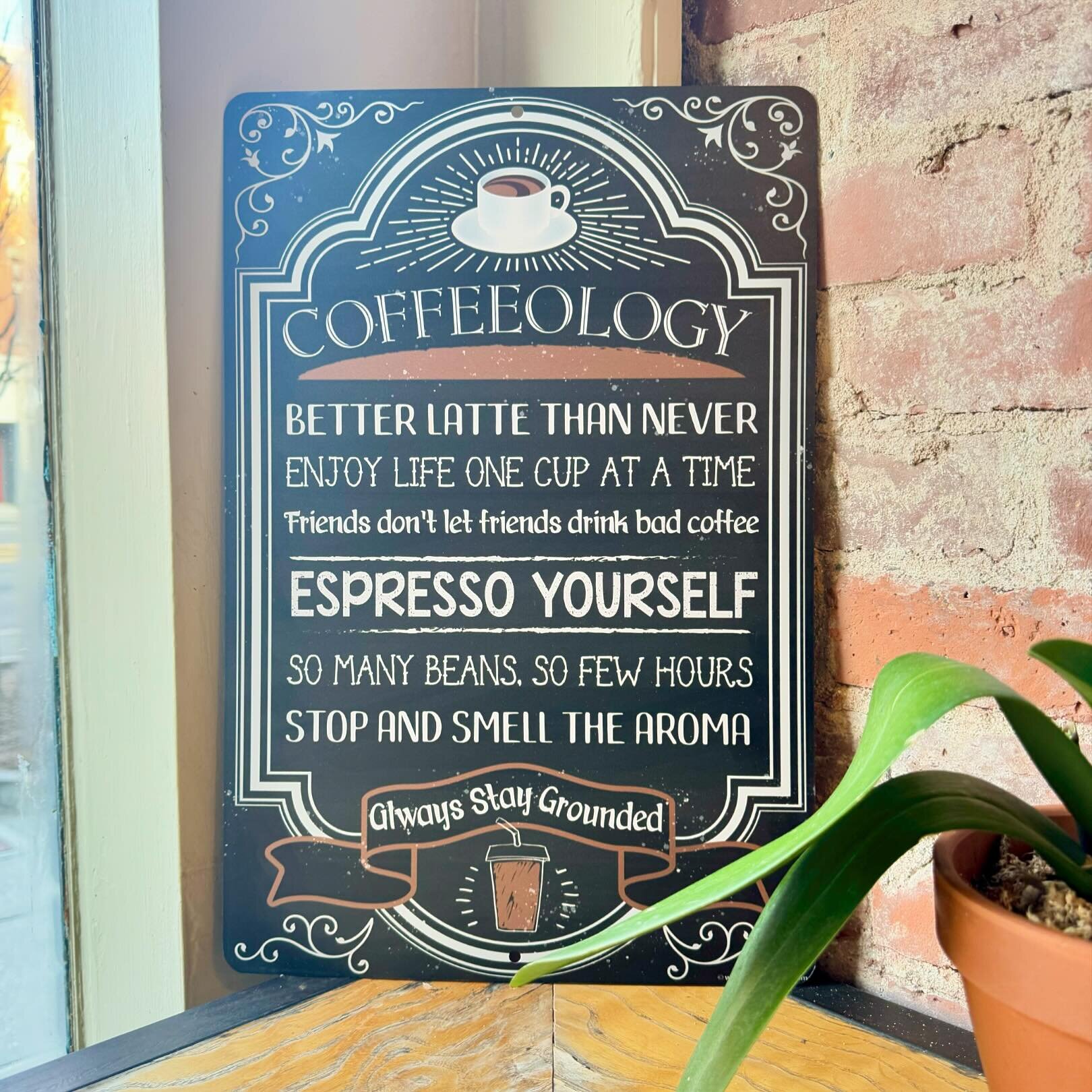 Coffee wisdom while we wait for our Americanos. Especially like &ldquo;Friends don&rsquo;t let friends drink bad coffee.&rdquo; #wednesdaymorning #supportlocalbusiness #tripleespresso #itsabeautifulday