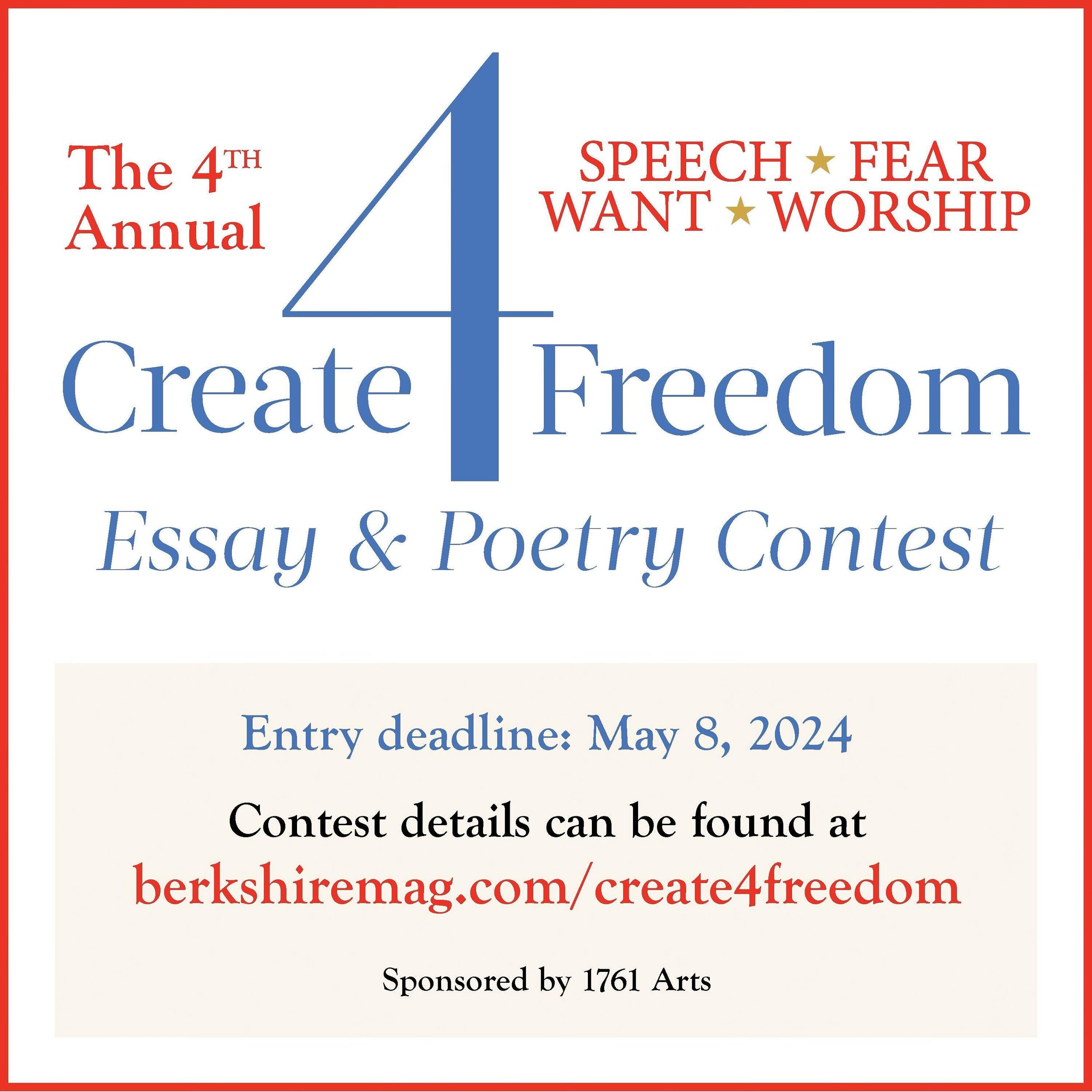 The link to details of this year&rsquo;s Essay &amp; Poetry Contest is in our bio. #fourfreedoms #writingcontest