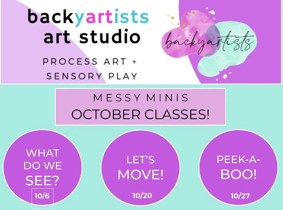 Wondering more about Messy Minis classes (6-18 months)? Our wonderful teacher, Emily, put together lots of great information about the themes, schedule, and general goals! Take a look and then register at: https://www.backyartists.com/art-classes-pla