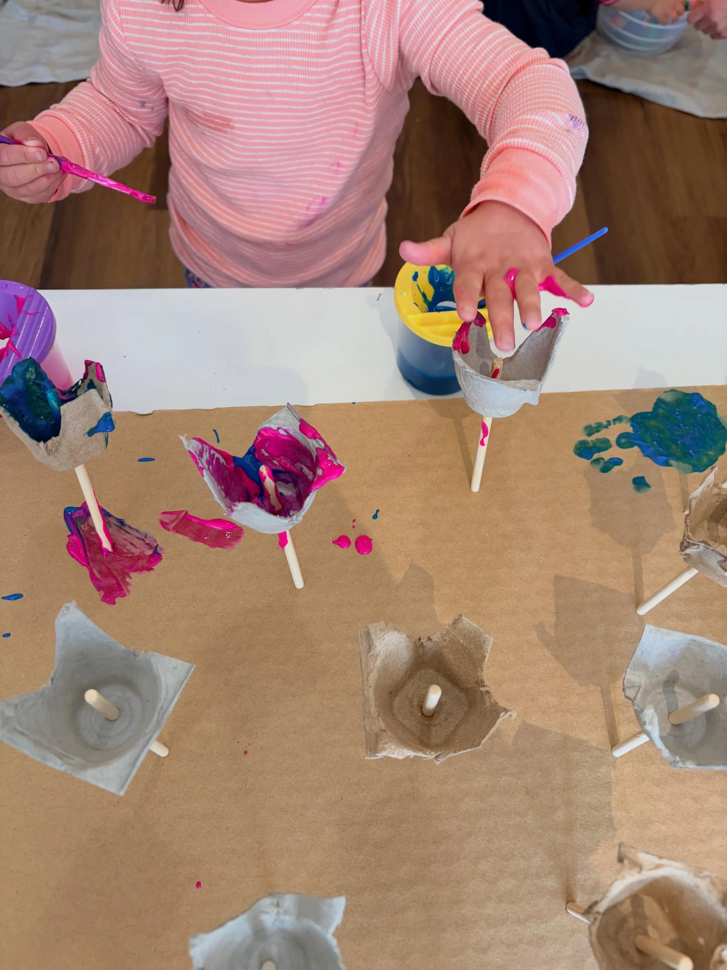 Flower themed stations for Sensory Fun classes this week!