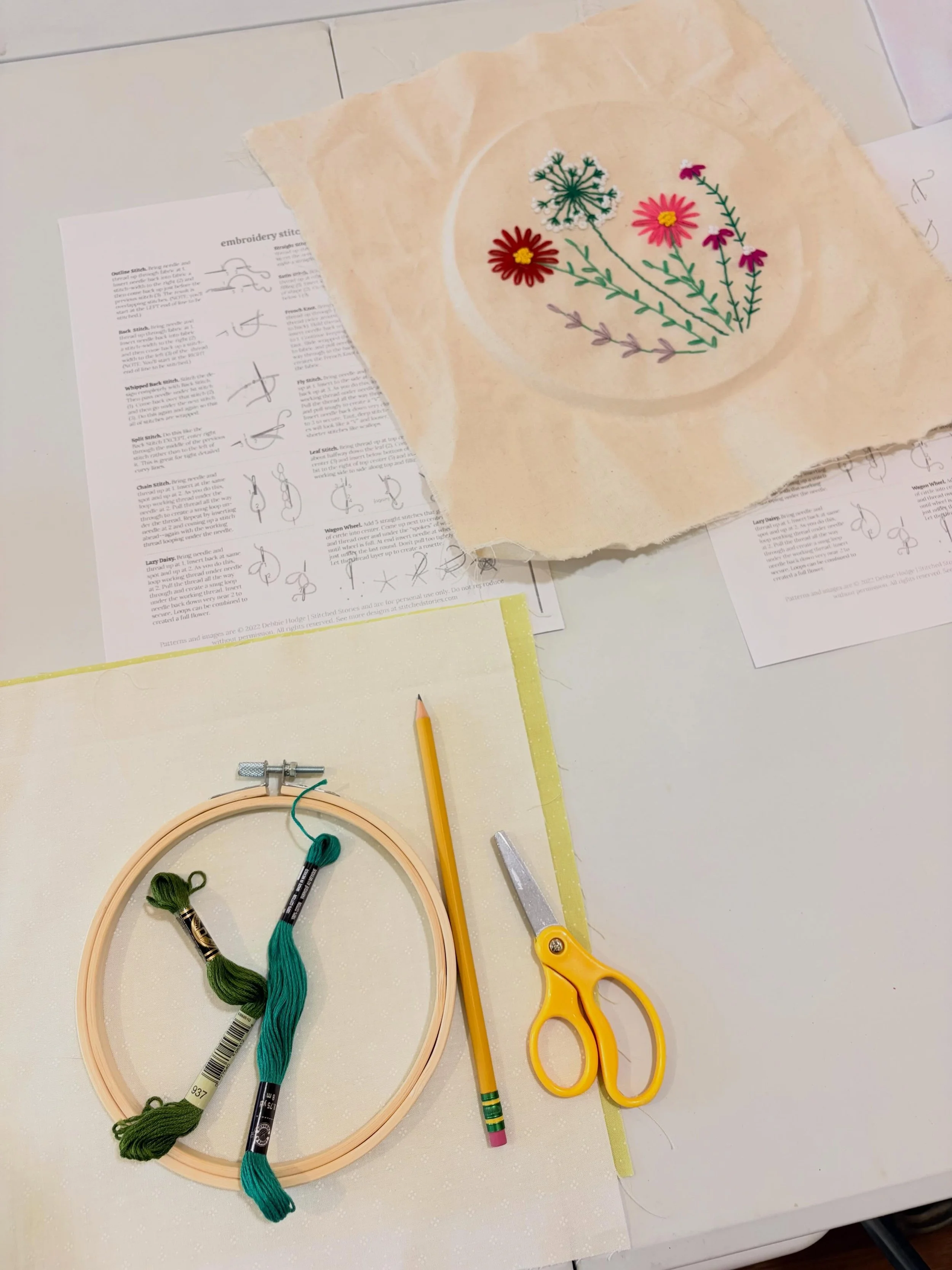 We had a blast learning embroidery Friday night with the multi-talented Darci Hanna. Who knew this technique was thousands of years old? Apparently embroidery has been found on ancient animal pelts and fabric from Ancient Egypt. So cool!