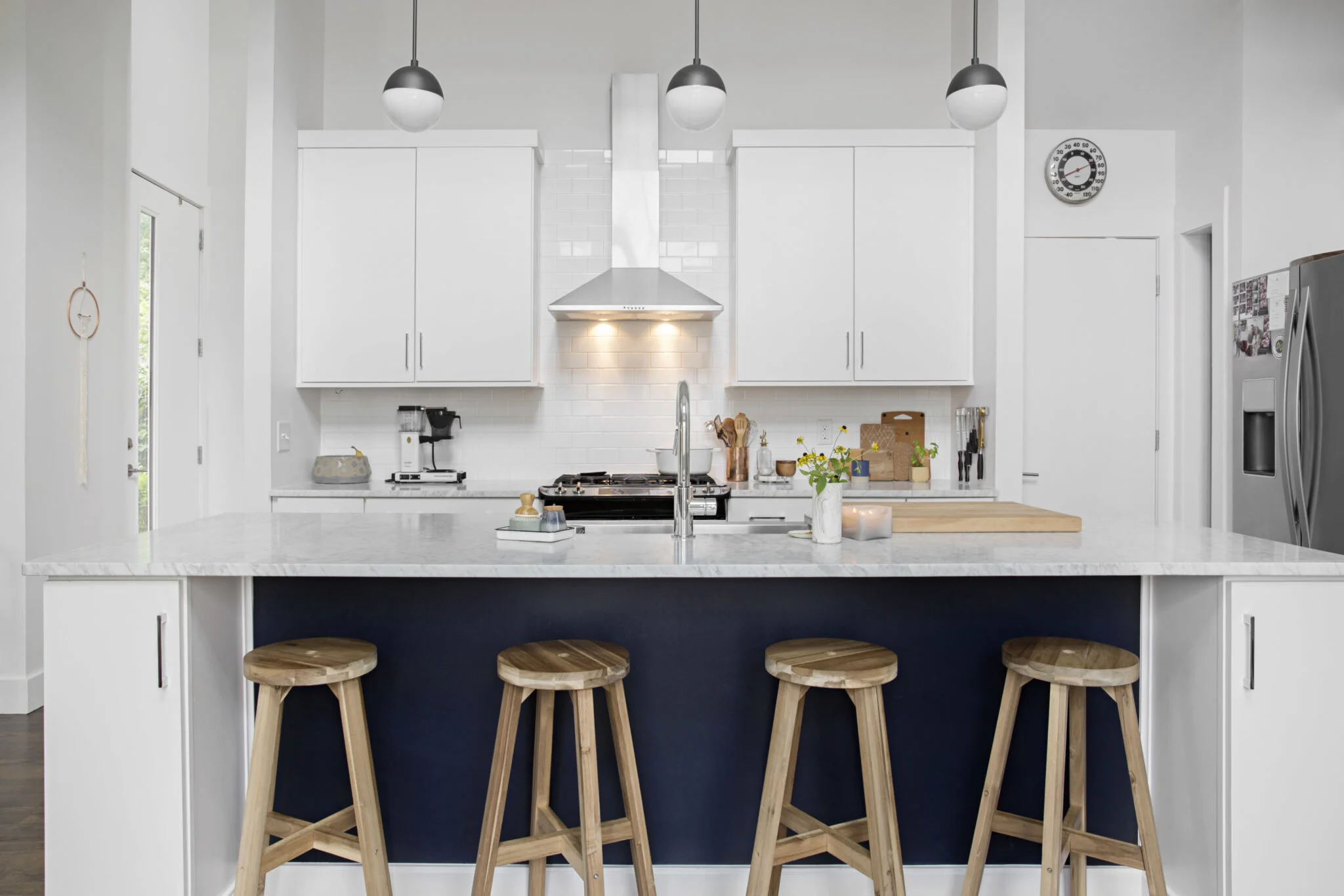 painting kitchen cabinets white and island blue