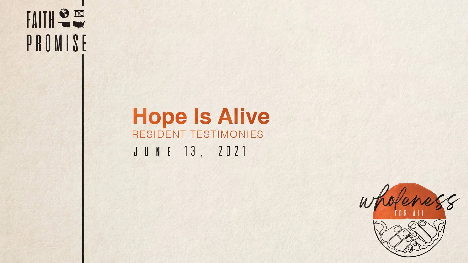 Faith Promise: Hope Is Alive