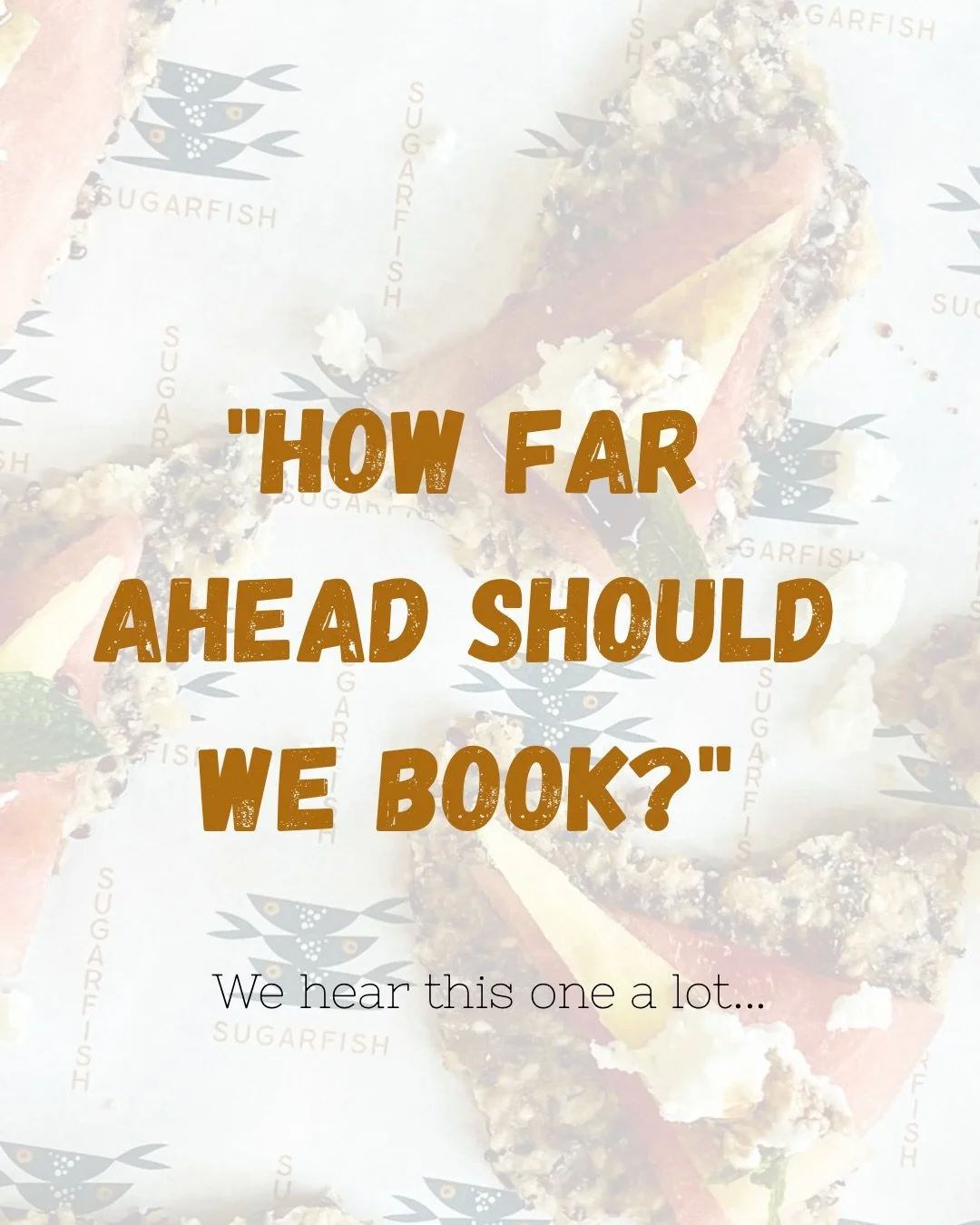 &ldquo;How far ahead should we book?&rdquo; We hear this one a lot. 📅

The short answer: earlier than you&rsquo;d think. Most of our weddings are booked around 12 - 18 months out, and spring and summer Saturdays go first.  But always reach out if yo