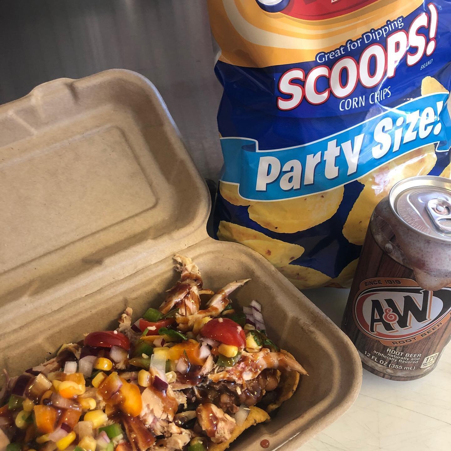 Need a little lunchtime snack!? Smoked chicken frito nachos!!! Yummmmm. $5. Come get &lsquo;em.  We&rsquo;re here til 6pm.