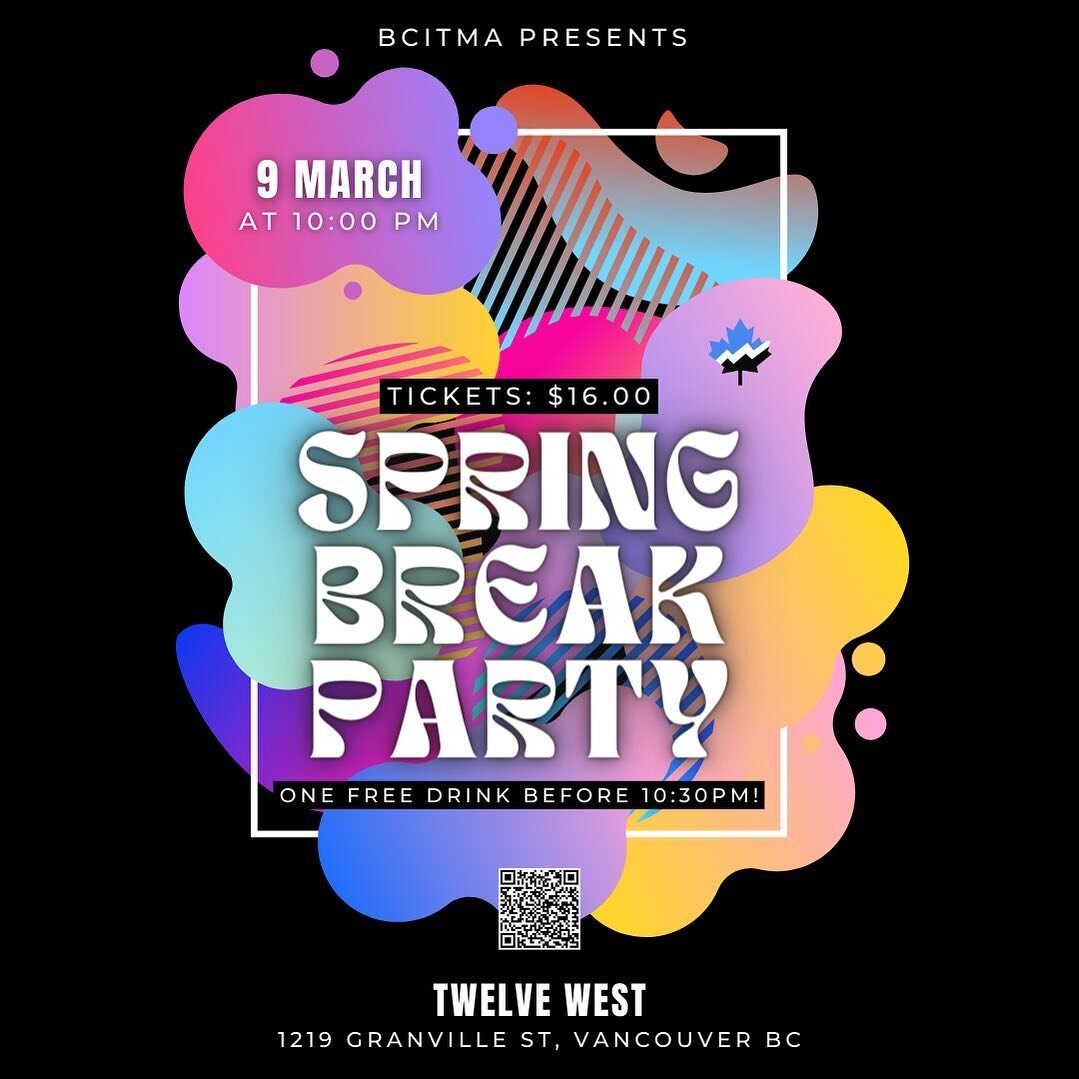 Join us at Twelve West to kick off your spring break!🍾🥂

📆 When: March 15 
🕐time: 10 pm 
📍where: 1219 Granville street 
💸price: $16 **cutoff at the date of the event at 9 pm**