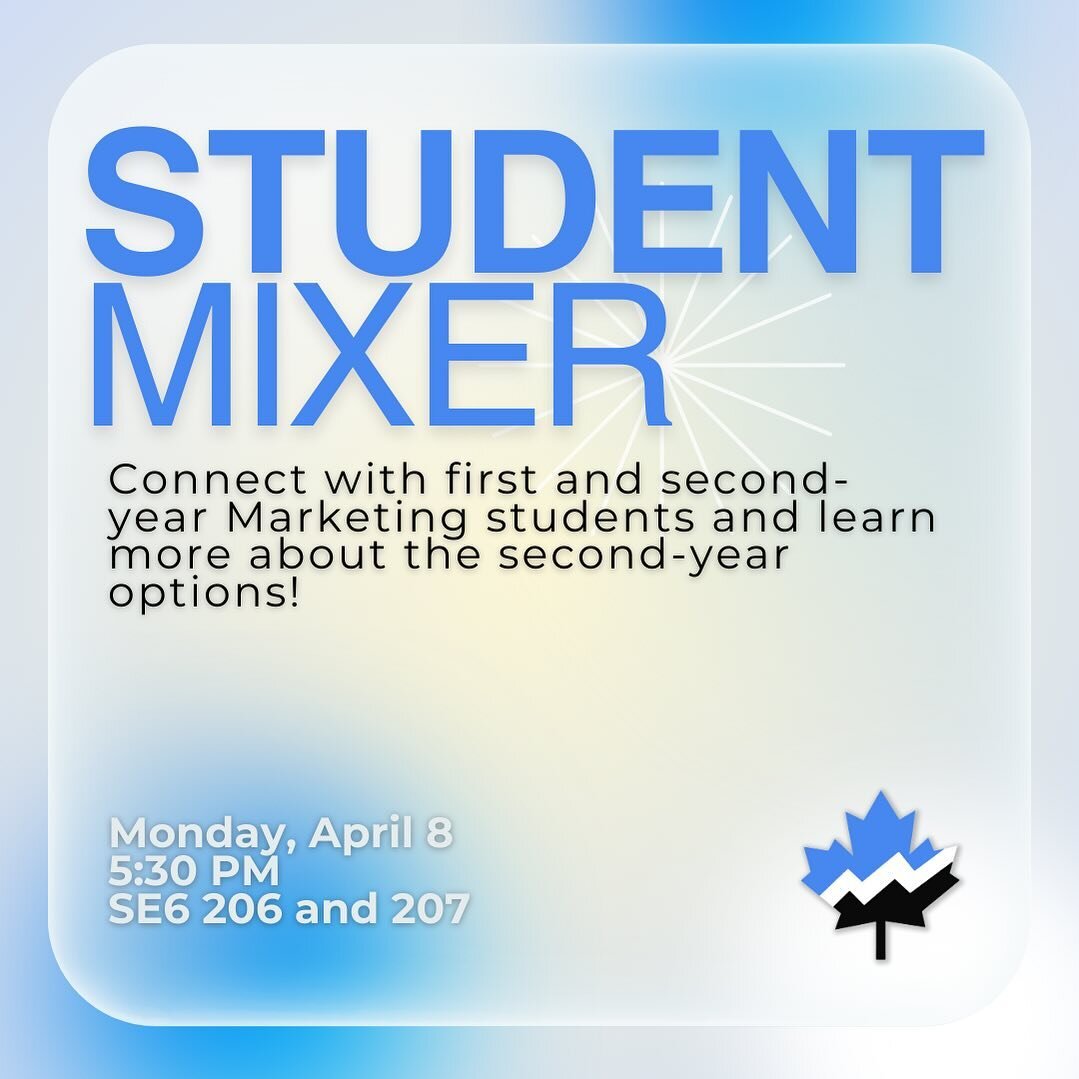 Join us at our student mixer for an opportunity to connect with second years and learn more about your potential option!💫
When📆: Monday, April 8th 
Where📍: SE6 Rooms 206 and 207