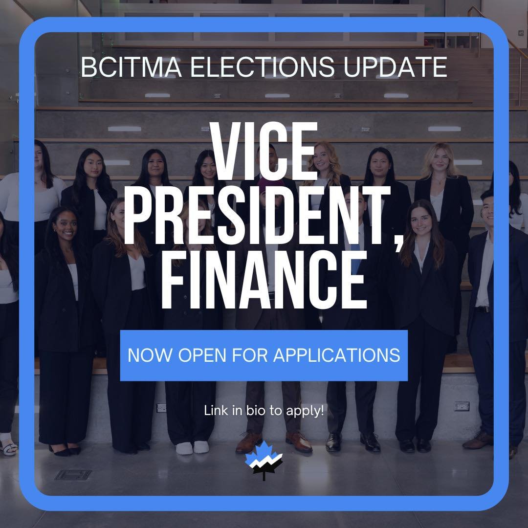 Apply for VP of Finance now, link in bio. 💸🔗 
#bcitma #bcit #finance #applynow