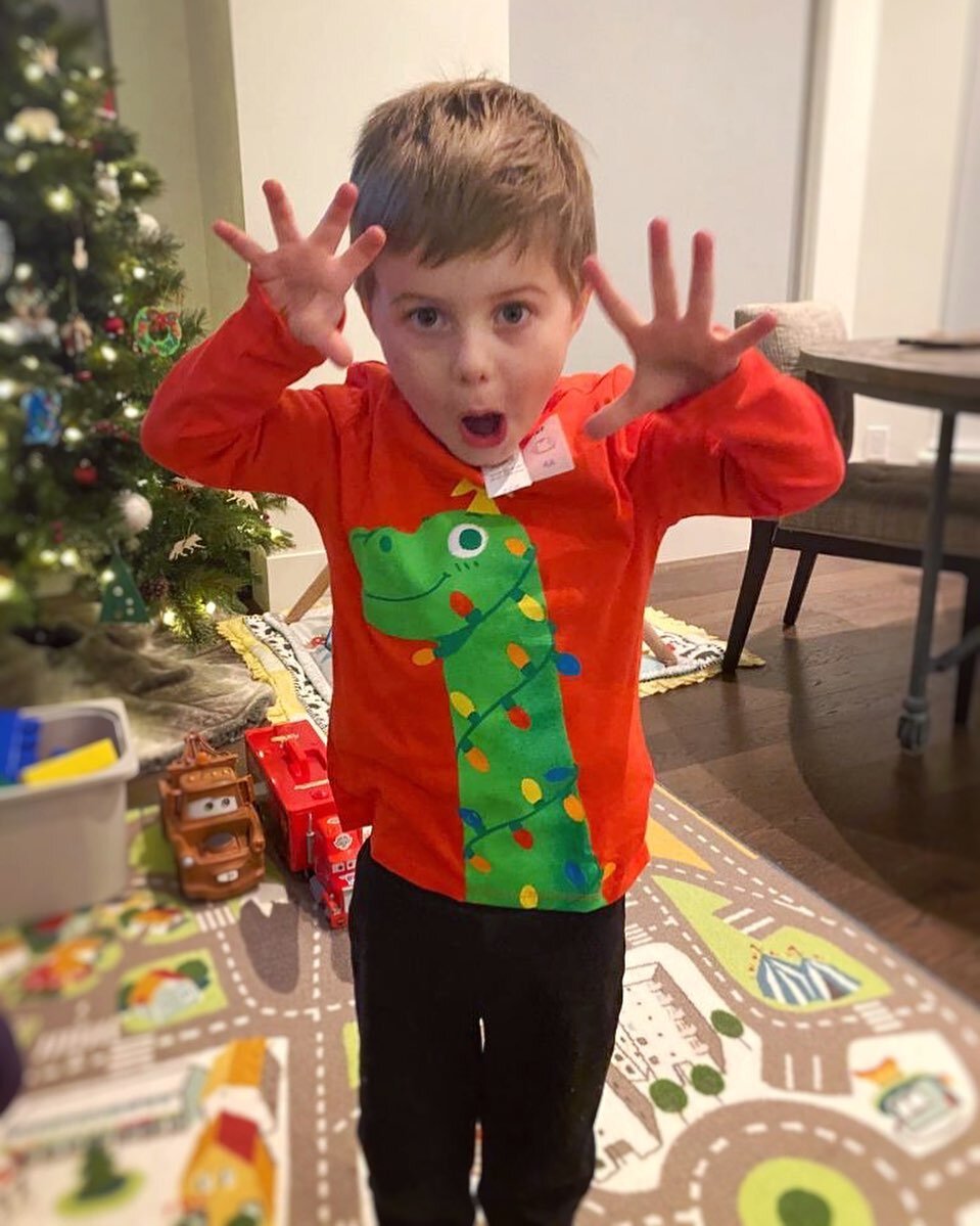 The excitement is so hard to contain when you get a new Christmas sweater!!!❤️💚

Dinosaurs with Christmas lights a favourite in your home too? 🦖 

#uglychristmassweaterrebellion #uglychristmassweater #uglychristmassweaterrebellionbook #bekind #keep