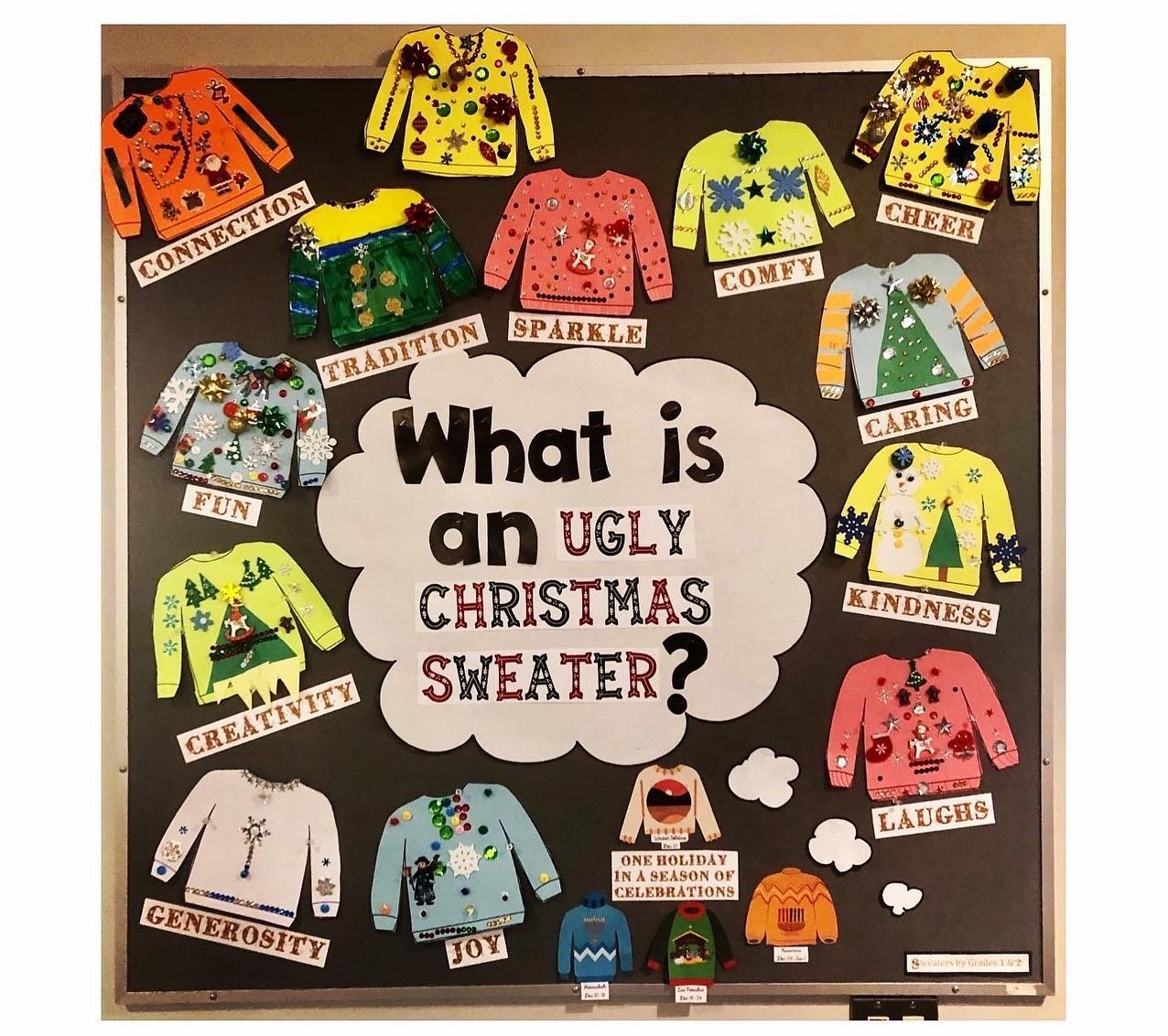 Much thanks to the teachers and students of @southridgereads for sharing your beautiful creations with us! ⁠❤️💚⠀
⁠⠀
🧶What is an Ugly Christmas Sweater?⠀
⁠⠀
Connection⁠⠀
Fun⁠⠀
Creativity⁠⠀
Generosity⁠⠀
Joy⁠⠀
Tradition⁠⠀
Sparkle⁠⠀
Comfy⁠⠀
Cheer⁠⠀
Car