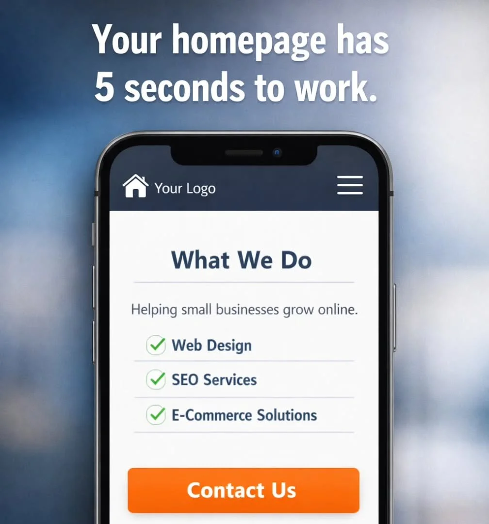 Did you know? 

Your website has about 5 seconds to make a first impression.

Three quick homepage checks: 
- Is it clear what you do?
- Can visitors find your contact info fast?
- Does it look good on mobile?

Small changes can make a big difference