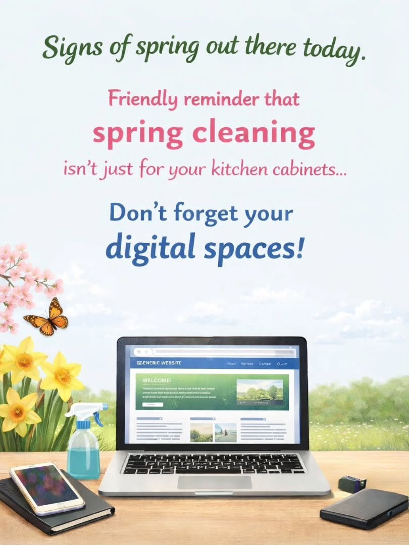 Signs of spring out there today. Friendly reminder that spring cleaning isn't just for your kitchen cabinets... Don't forget your digital spaces! 

A successful modern website isn't "set-it-and-forget-it." Take a moment to review your onlin