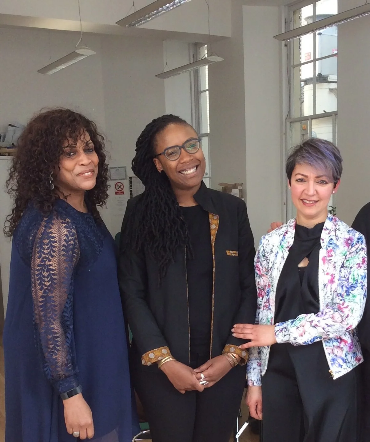 Left to right: Sandra Deslandes-Clark, CRER Vice-Chair,&nbsp;E. Tendayi Achiume, UN&nbsp;Special Rapporteur on racism, and Parveen Khan, CRER Chair