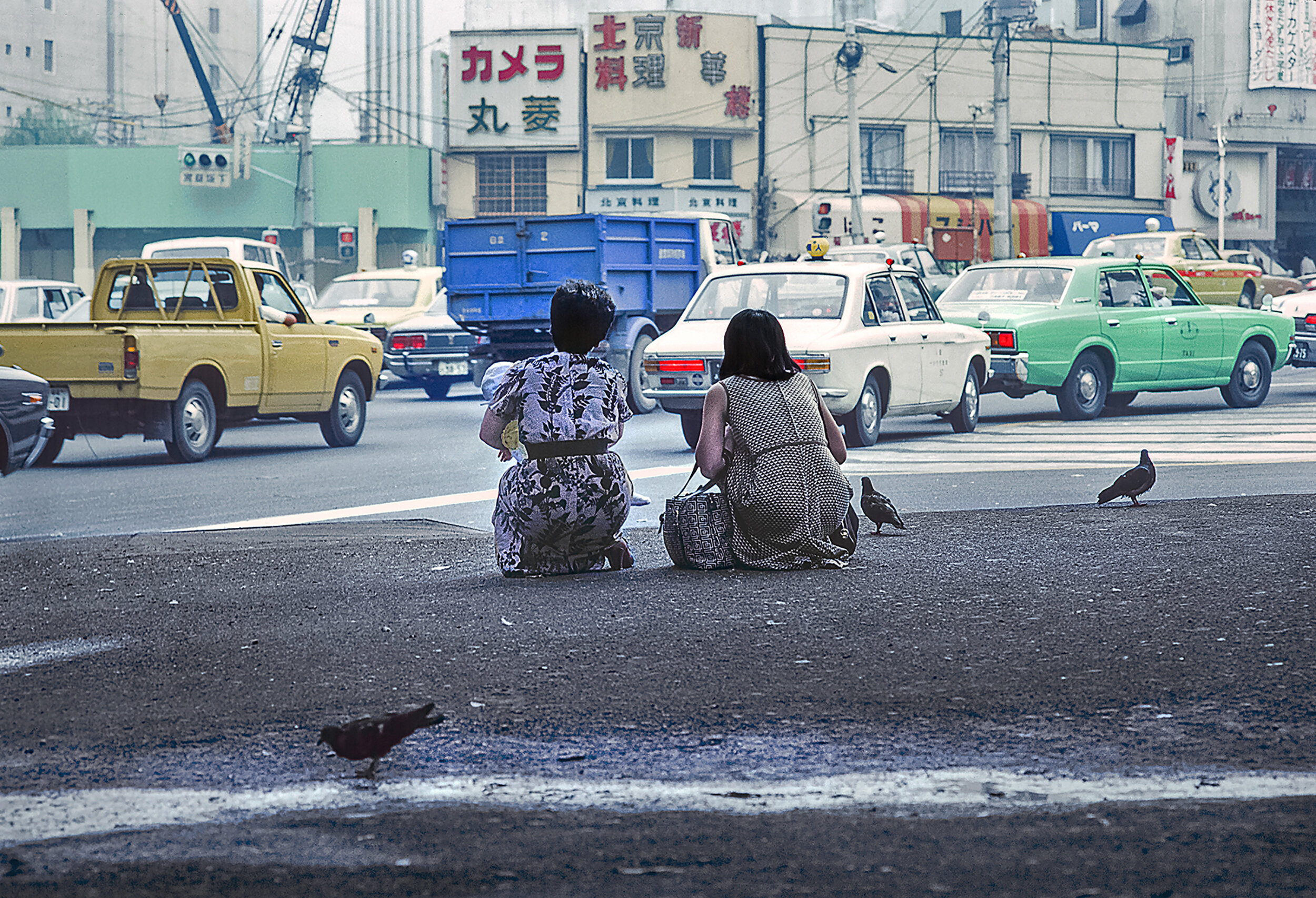 Watching traffic in the shade, Tokyo, 1978.