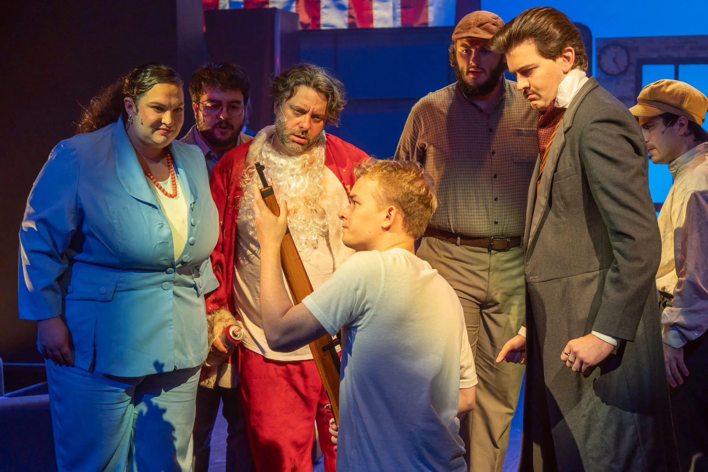 Jarrett Bloom as John Wilkes Booth in Assassins at the Zeiders American Dream Theater with Full Circle Productions with Ryan Rudel, Adam Marino, Alexandra Shepard, Mark Medea Munoz, Ricky Jones, Andre Magalhaes, Amanda Scanlan, and Conor Crowley (202