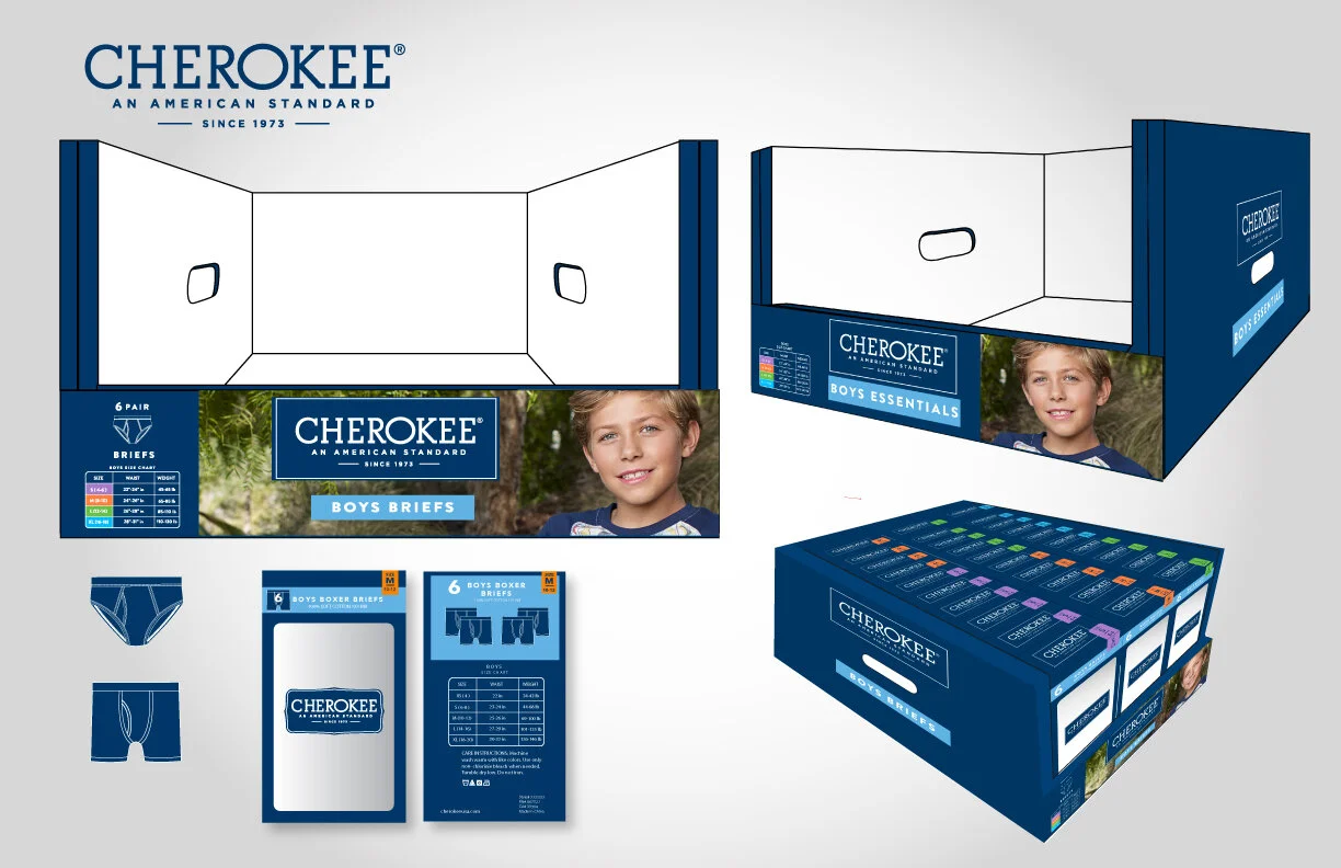 Packaging Box and Shipper design for Cherokee Kids Underwear Program