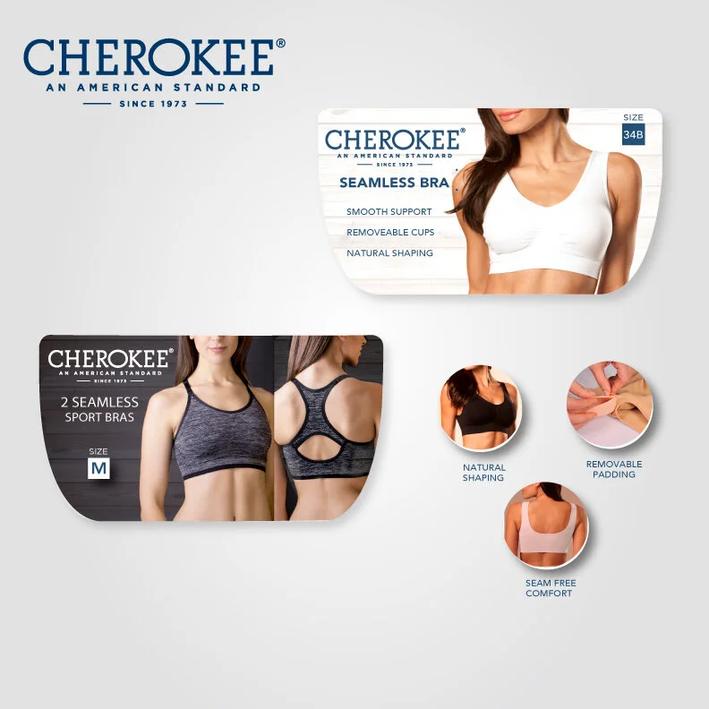 Cherokee Women Seamless Sport Bra Collar tags
