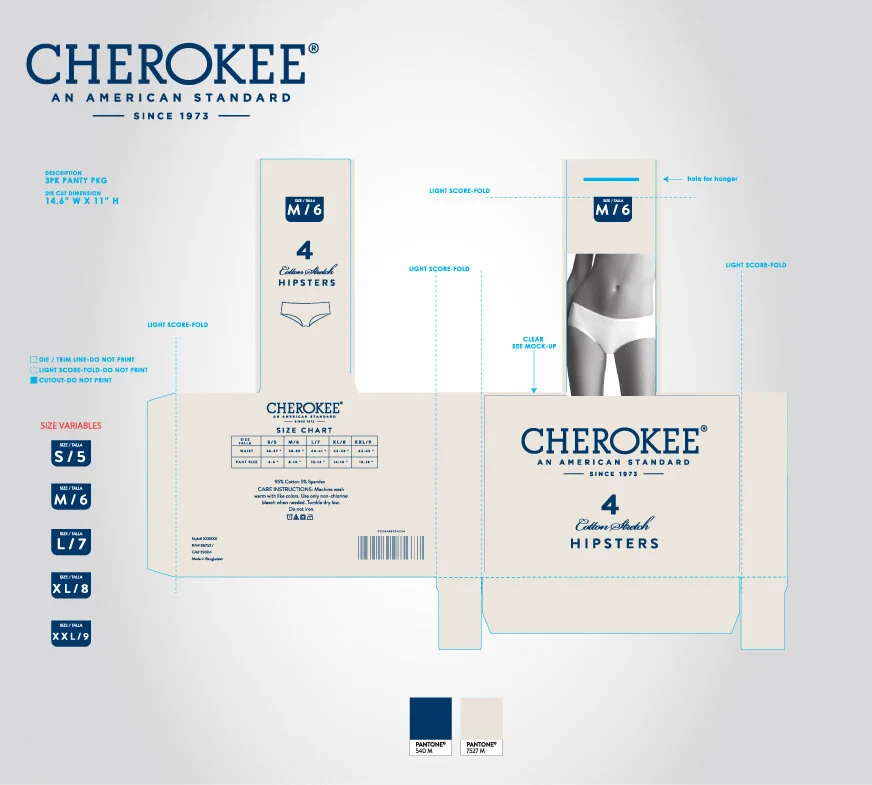 Cherokee Ladies Cardstock Packaging