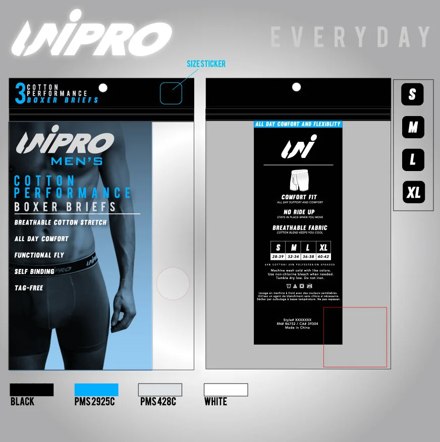 UNIPRO Mens Everyday Boxer Brief Mylar Bag