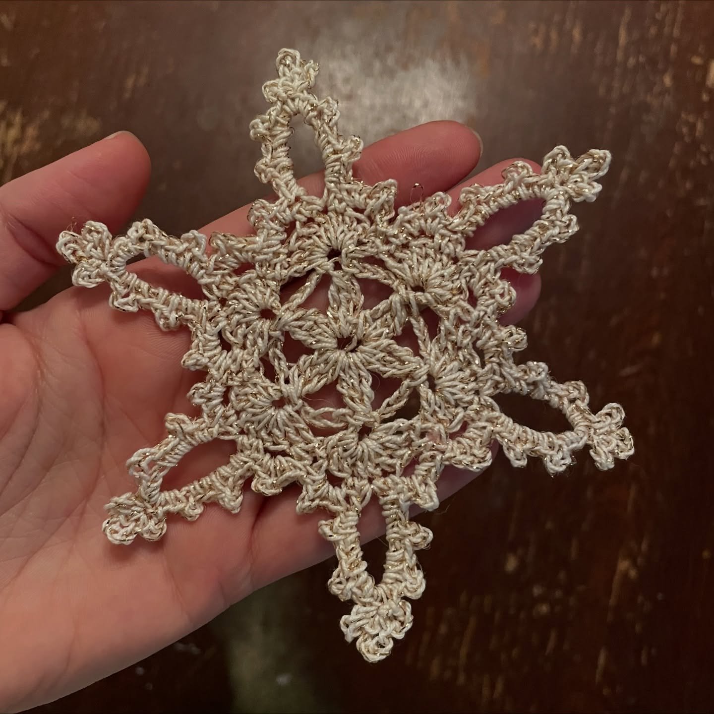 So I&rsquo;ve created my very first crochet snowflake Christmas tree ornament, with more to come, I&rsquo;m sure, and I&rsquo;m just wondering &mdash; what&rsquo;s the best method for keeping it snowflake shaped? ❄️❄️

Starch, glue, something else? I