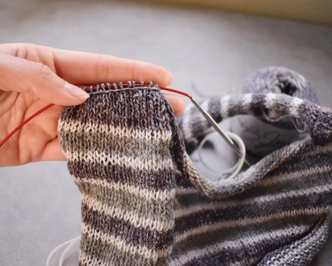 I started working on a new project - the Cari Top by @noelle.knits - and it&rsquo;s one of those things that I just can&rsquo;t seem to put down! 

I&rsquo;m using three balls of stash yarn to make this striped summer tank. Fingers crossed it&rsquo;s
