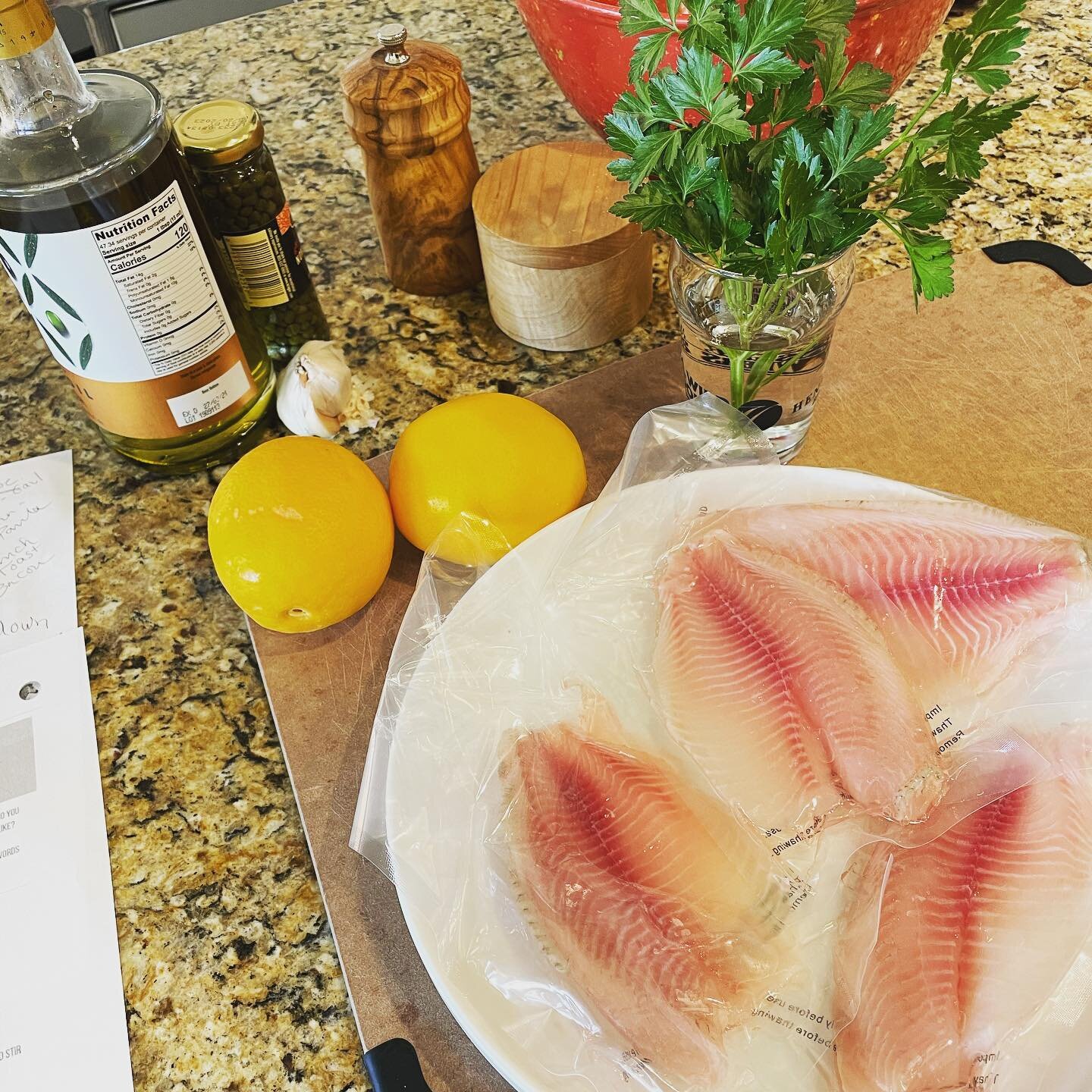 Getting ready to cook Grilled Talapia with Lemon and Capers! #privatecookinglessons #kidswithautismcan #herefishyfishy #sensorycooking
