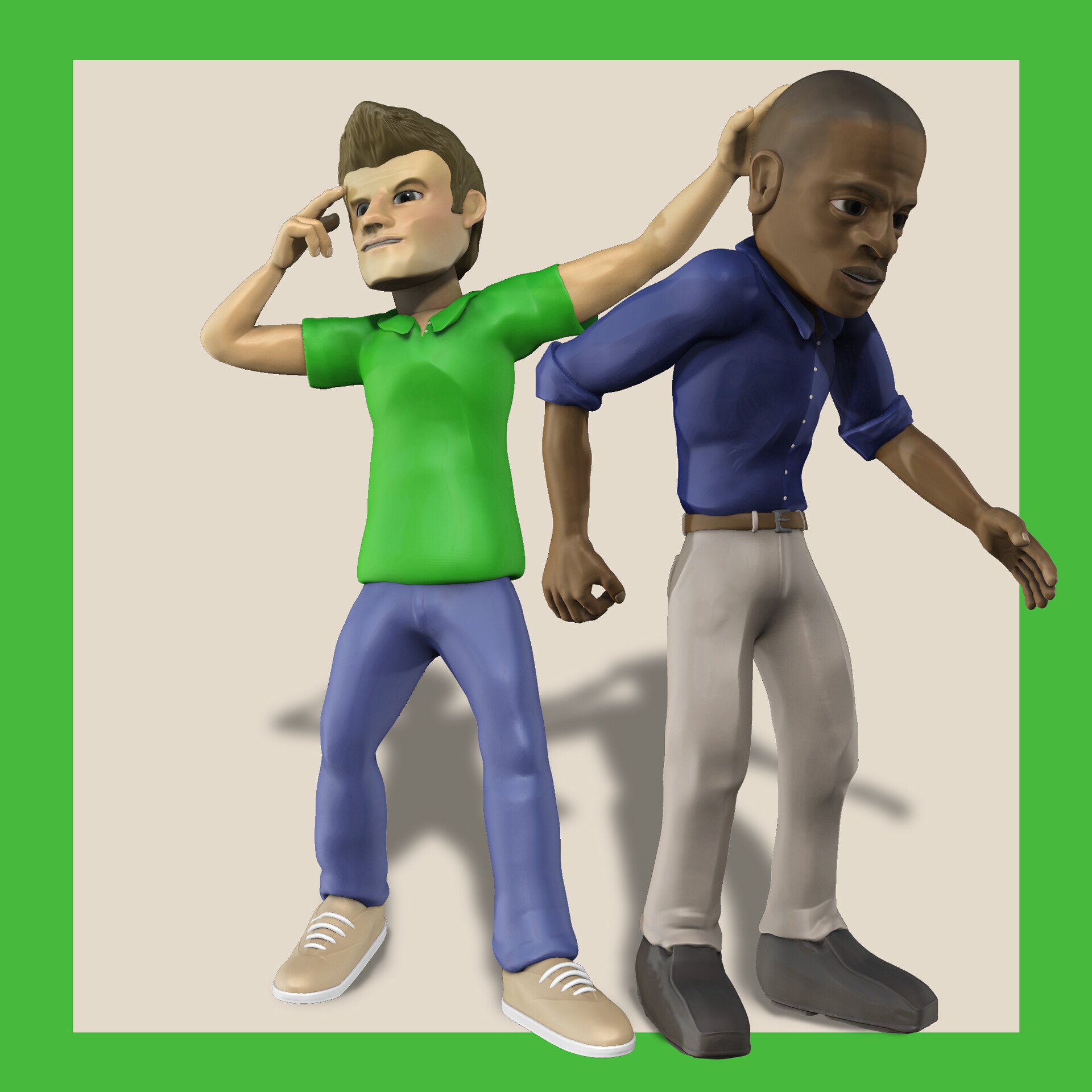 Shawn and Gus - Psych - Created in ZBrush