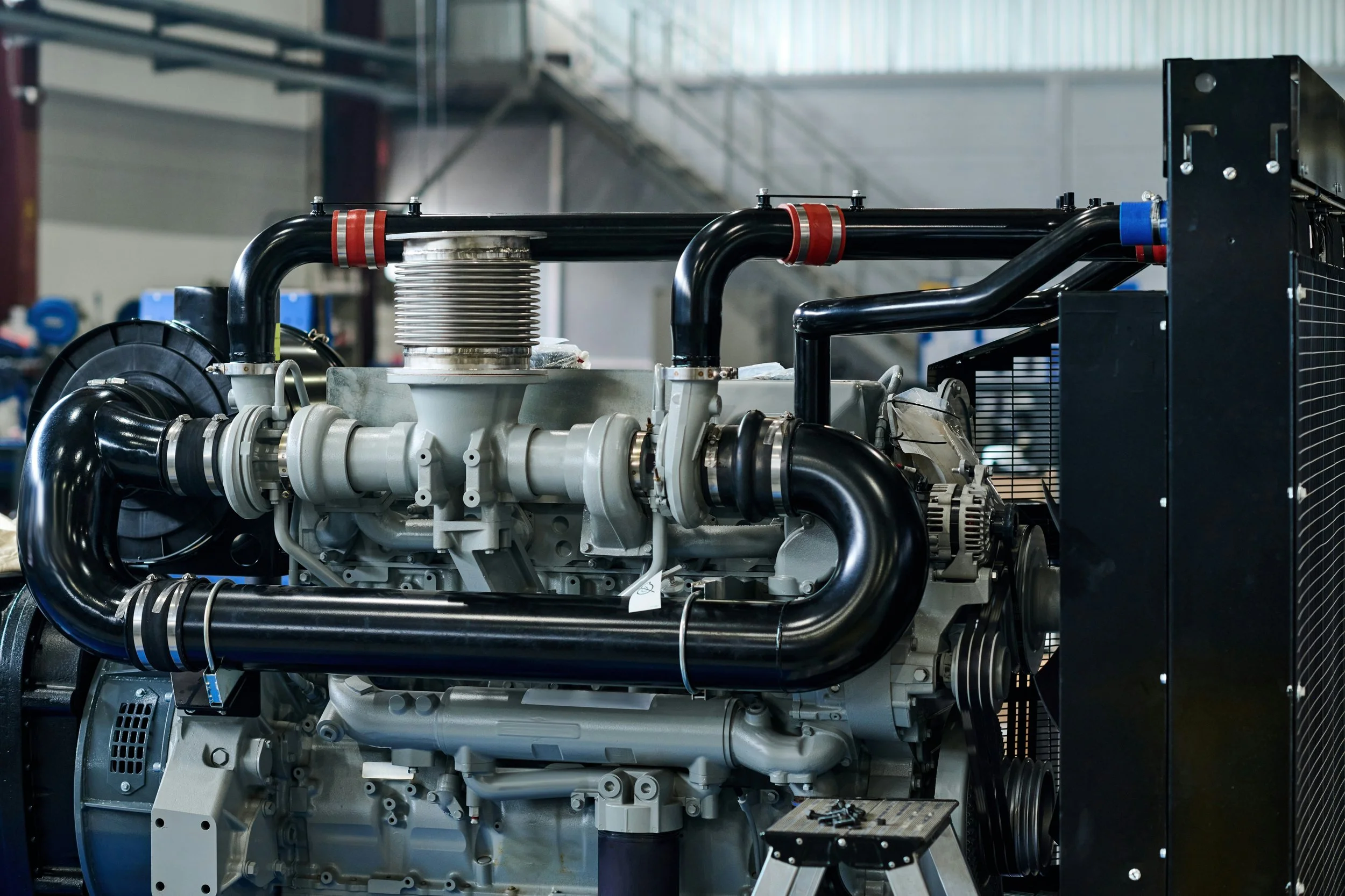 An engine in a factory