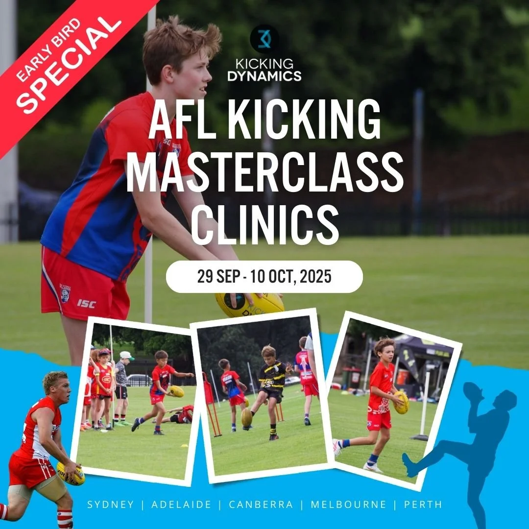 🚀 Our national AFL Kicking Masterclass Clinics are BACK these school holidays! 🏉🔥

We&rsquo;re hitting Sydney, Canberra, Adelaide, Melbourne &amp; Perth with elite kicking clinics designed by former Sydney Swan &amp; inaugural GWS Giants AFLW Head