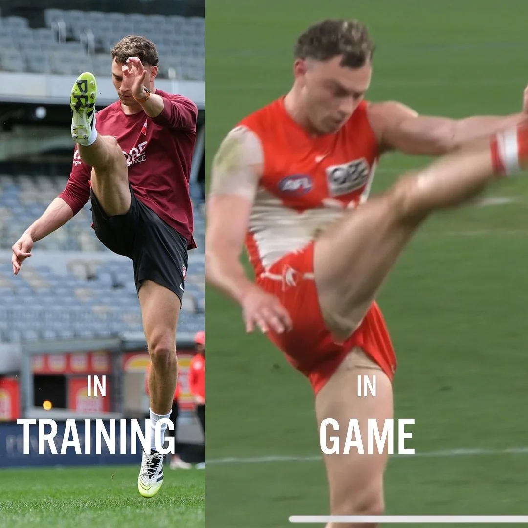 TRAIN the way you want to PLAY! 🏉

We saw this image of @willhayward at the @sydneyswans training leading up to their game against @westcoasteagles and loved how in line everything was with the target! 🎯 

He then has a shot during the game and his