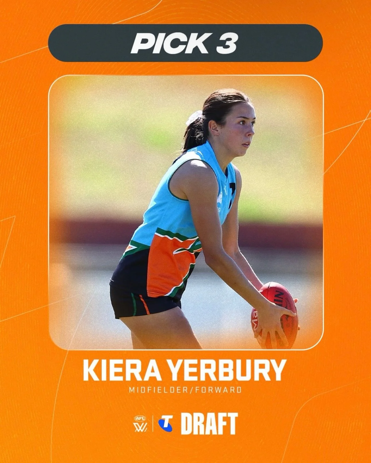 PICK 3️⃣!!! 👏🏻 

Great get by @gwsgiantsaflw and will compliment their game style perfectly!! 🍊 So happy for you @kierayerbury 😊 

@aflwomens Draft 2025 

#gwsgiants #aflw #aflwomens #draft #aflwdraft #kickingdynamics
