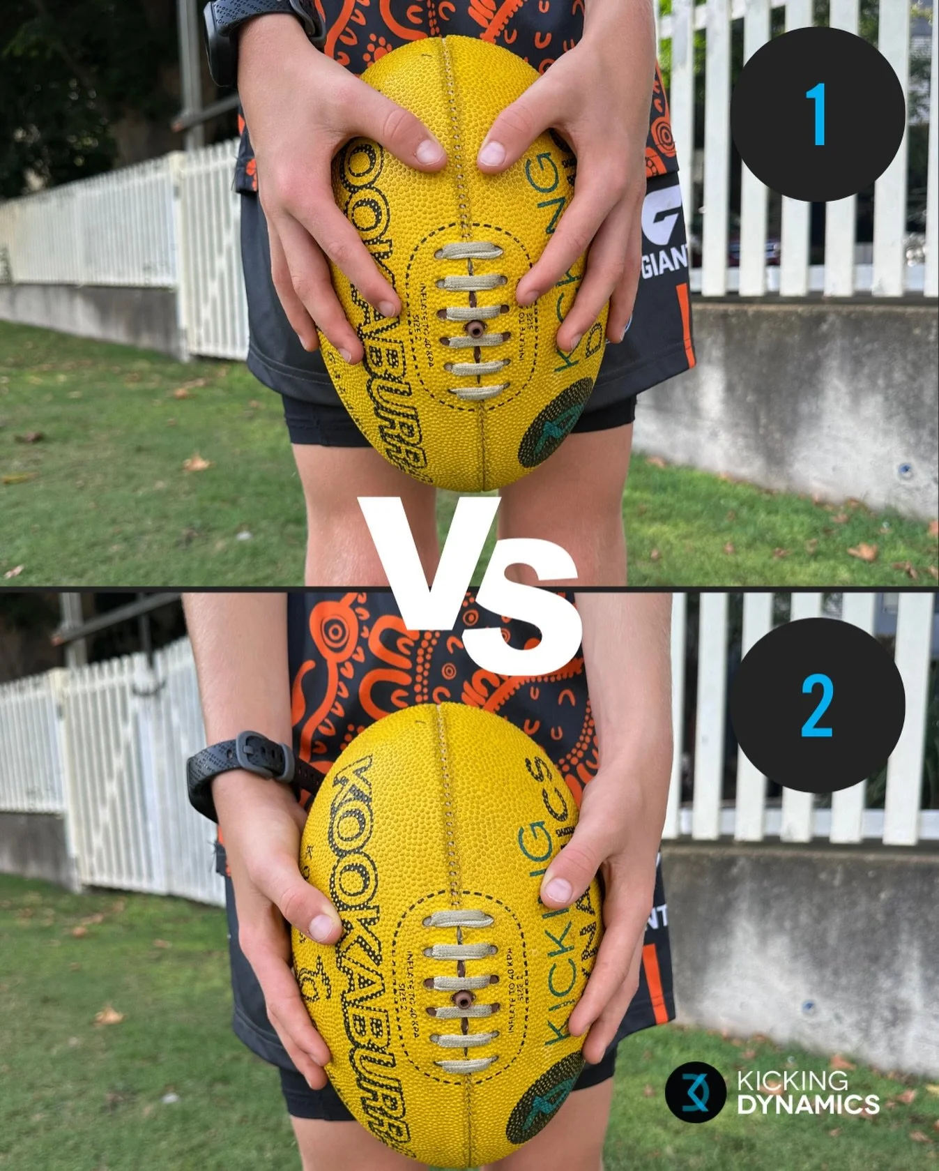 Does hand placement make a big difference in the ball drop? 🤔 

We say, most definitely! 💯 

So, what difference does it make? 

Grip 1 
- holding ball higher up 
- all fingers on front of ball

= less control 
= higher ball drop
= not spinning con