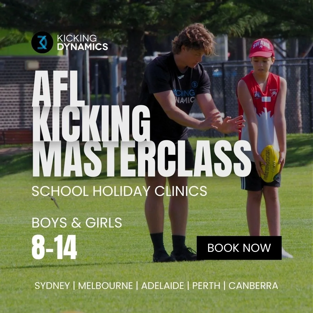 🚀 Our national AFL Kicking Masterclass Clinics are BACK these school holidays! 🏉🔥

We&rsquo;re hitting Sydney, Canberra, Adelaide, Melbourne &amp; Perth with elite kicking clinics designed by former Sydney Swan &amp; inaugural GWS Giants AFLW Head