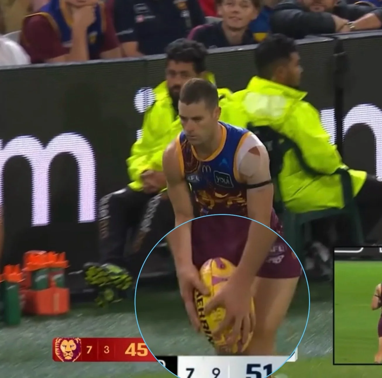 OOPS 🙊 

Now, you can say that ⬇️ 
- you don&rsquo;t see this often from @afl players
- it was wet and slippery
- he was in two minds when he did his ball drop

Yes, that all comes into play.

However, this is why we like more of the hands on the si