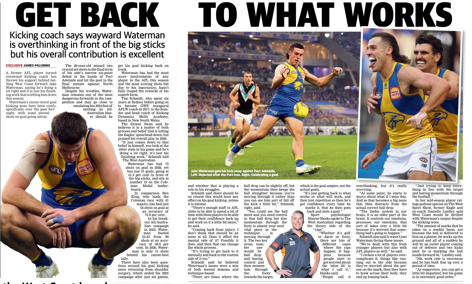 We were recently featured in The West Australian on Saturday discussing West Coast forward, Jake Waterman&rsquo;s recent goal kicking. 📰

In summary, our view is simple: trust the process, back a consistent routine and regain confidence from an easy
