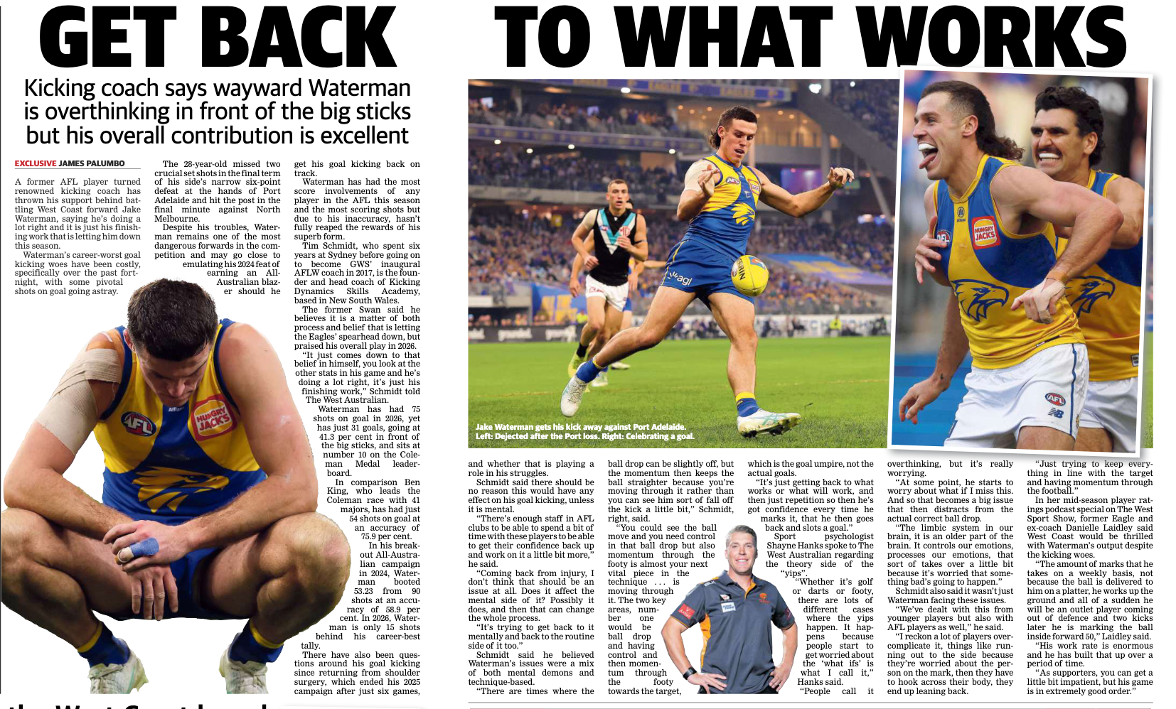 Kicking Dynamics Featured in The West Australian: Tim Schmidt Weighs In on Jake Waterman’s Goal-Kicking Challenge.