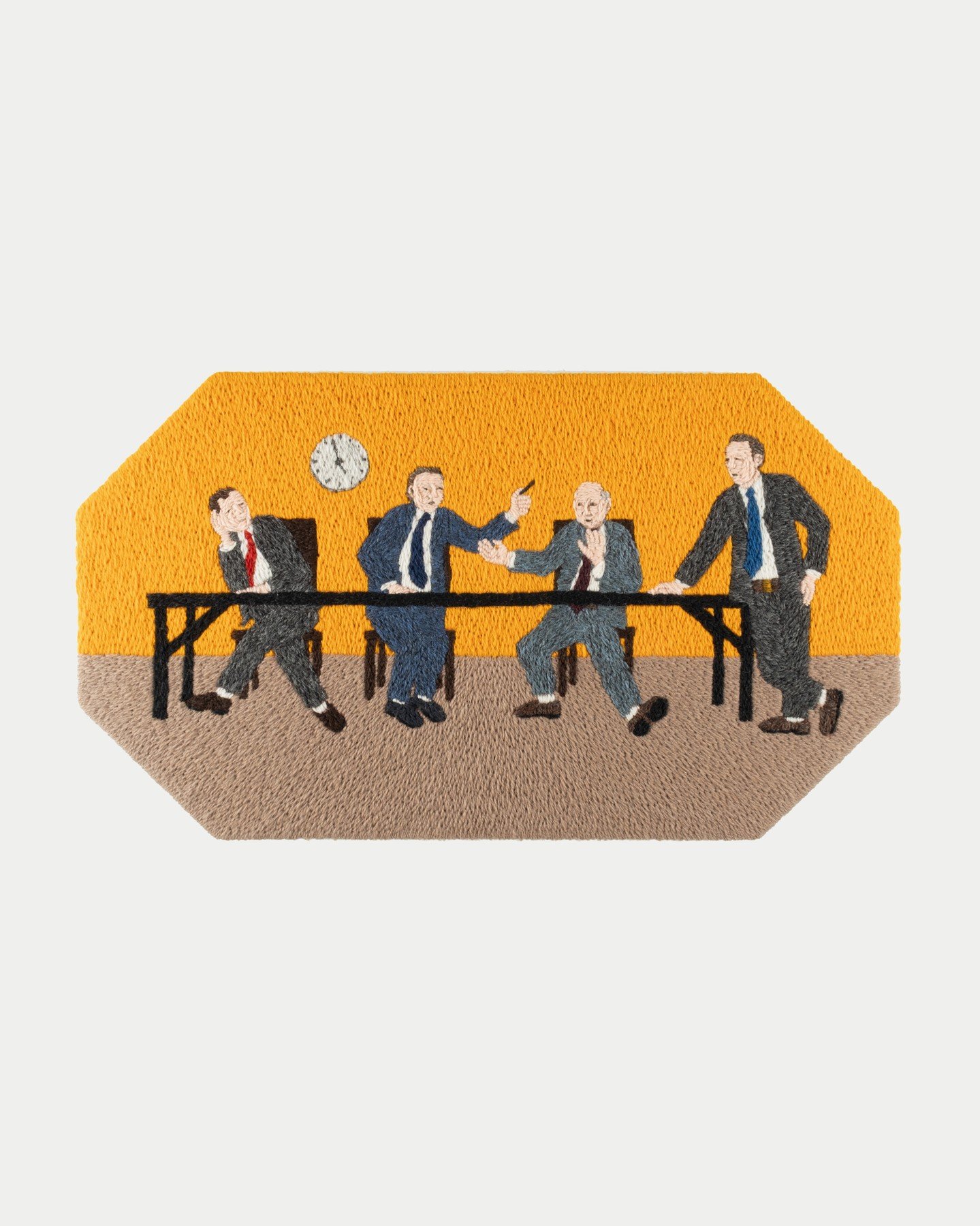 &quot;Men Around Table&quot;
wool embroidery mounted on wooden frame
50x27x3 cm
2025

This embroidery was part of my master&rsquo;s project at @khio @khio_artandcraft @khiotextile, and was shown in the exhibition Bli Noe Annet during June of 2025.