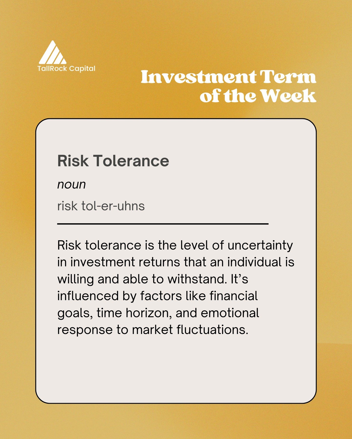 Your risk tolerance is more than just a preference&mdash;it&rsquo;s a crucial factor that determines the way you invest and react to market movements. It&rsquo;s about how much uncertainty you&rsquo;re willing and able to handle as you work towards y