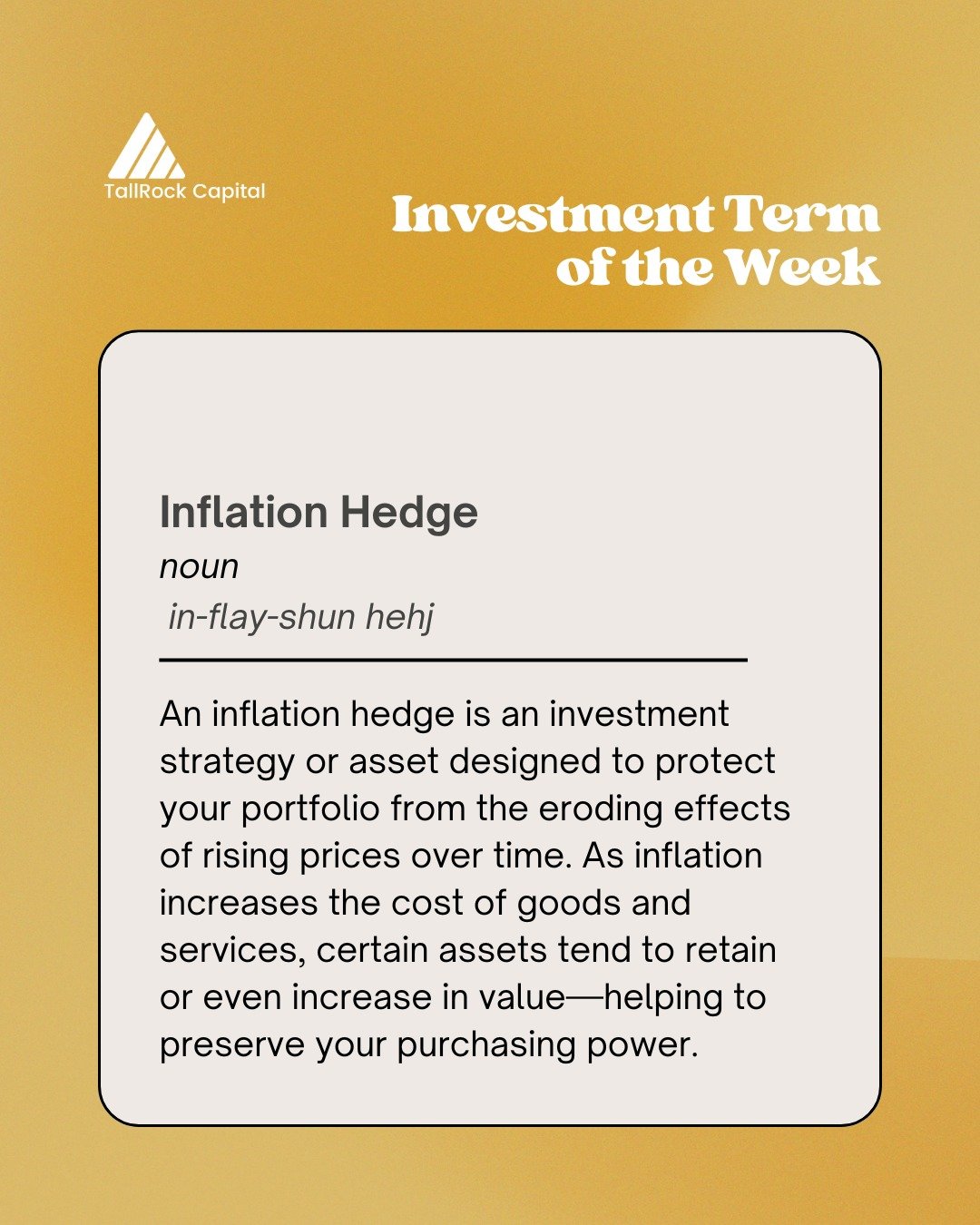 📈 Is your portfolio protected against rising prices?

Inflation quietly reduces the value of your money over time&mdash;meaning what you can afford today might cost significantly more tomorrow. While we can&rsquo;t control inflation, we can control 