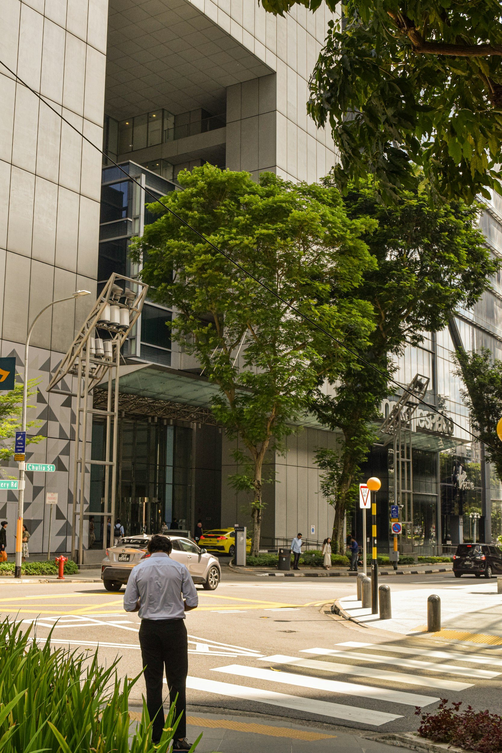 A working professional taking a mindful walk outdoors to manage well-being in Singapore.