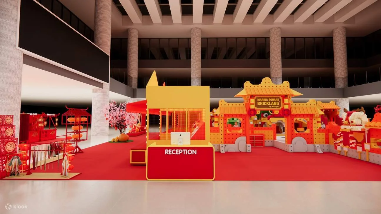 A giant, life-sized LEGO sculpture of a Chinese Dragon.