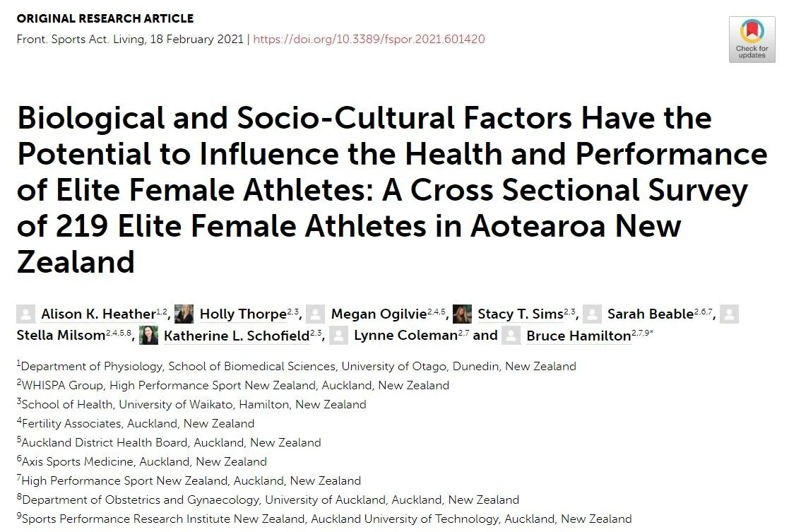 New Research: “Biological and Socio-Cultural Factors Have the Potential to Influence the Health and Performance of Elite Female Athletes…”